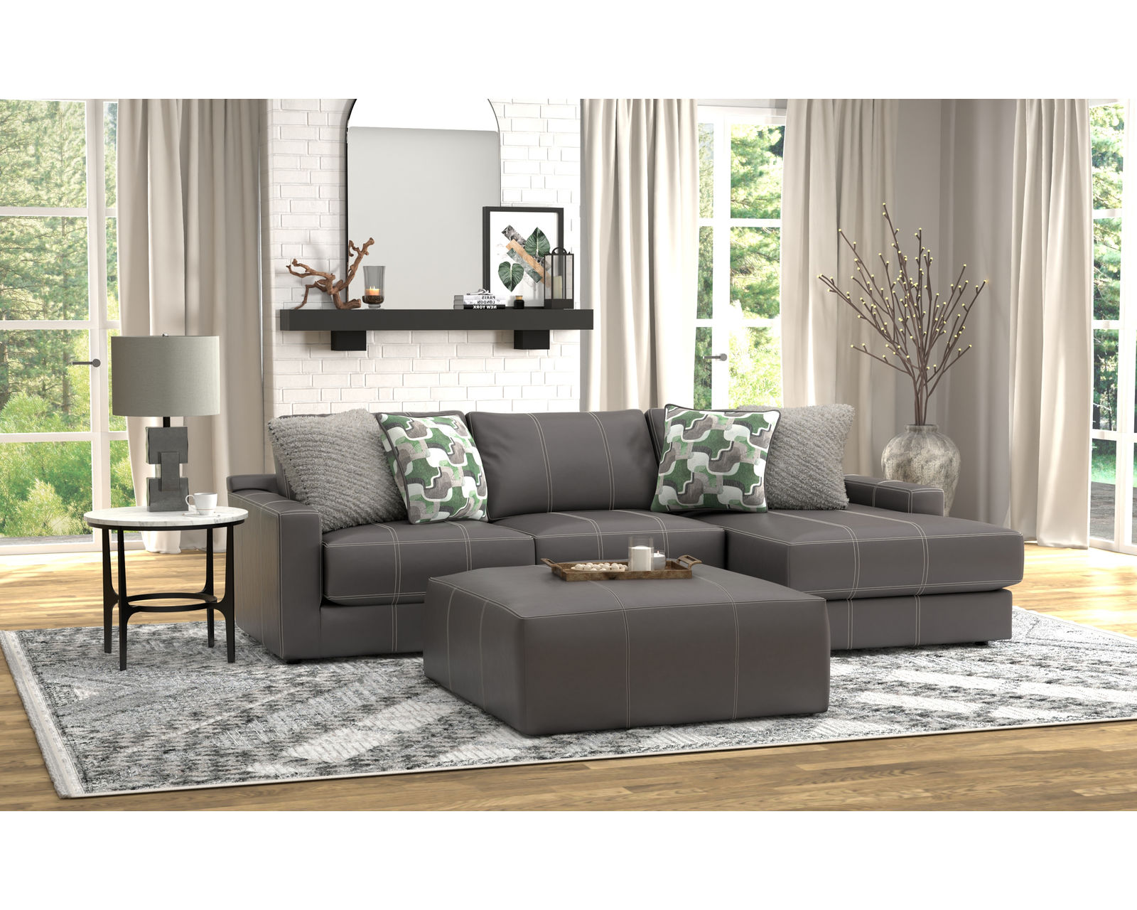 Minori Modular Leather Sectional (includes pillows (2 colors) - Image 7