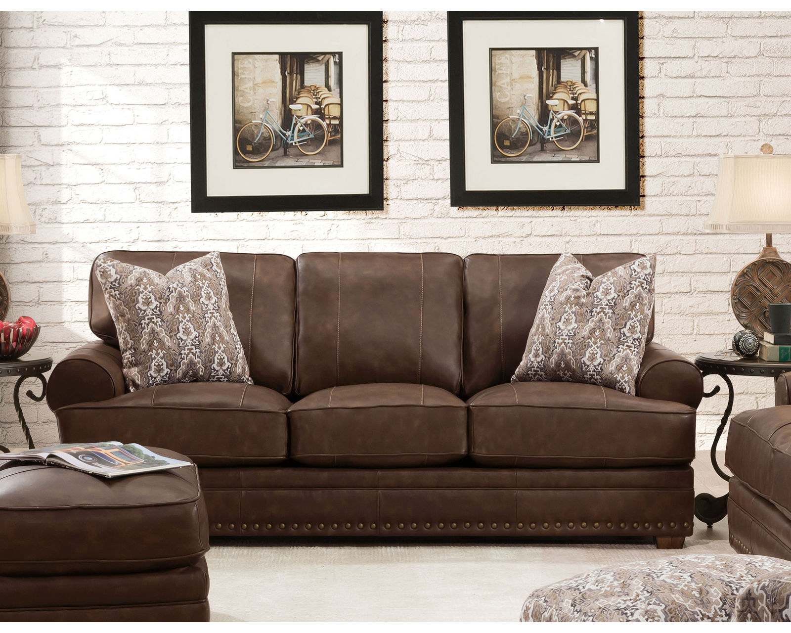 Tula Leather Sofa (93") Includes pillows - Image 5