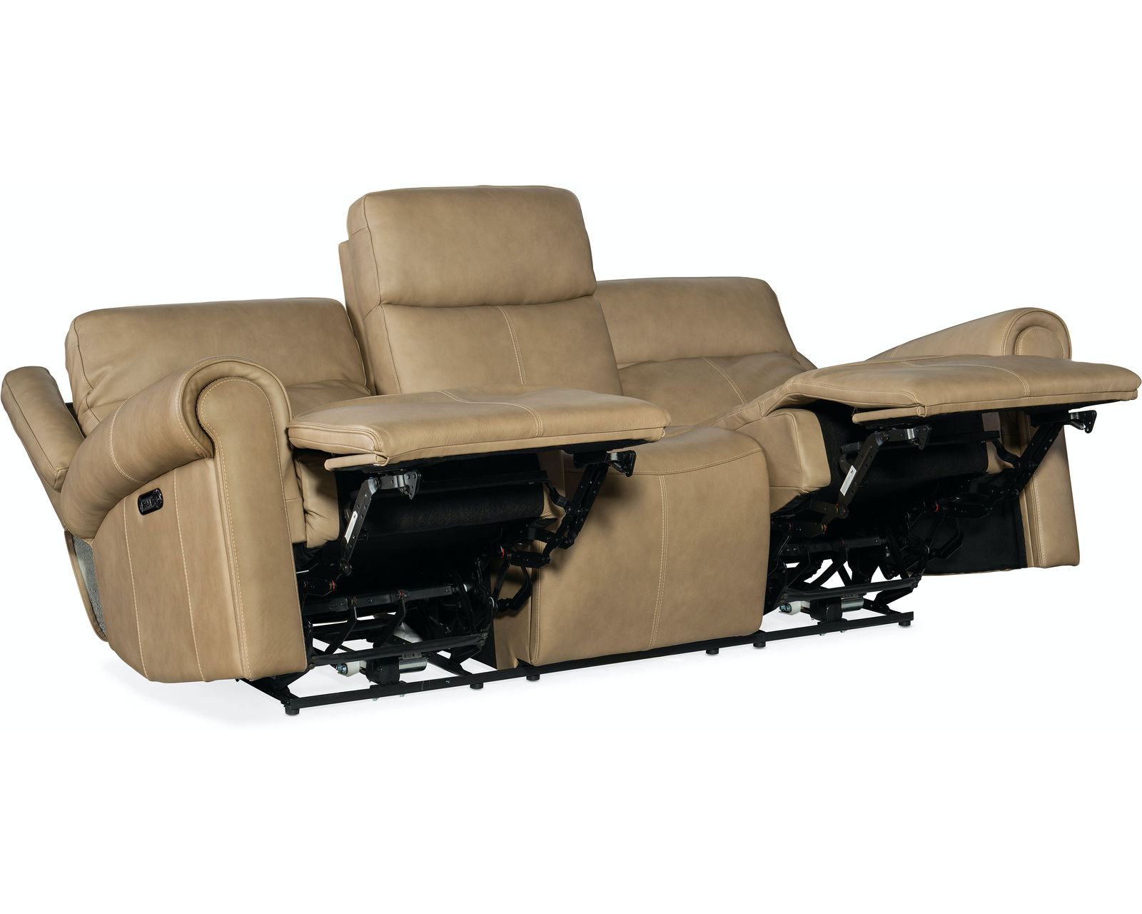 Oberon Leather Zero Gravity Power Sofa with Power Headrest (Sand) - Image 3