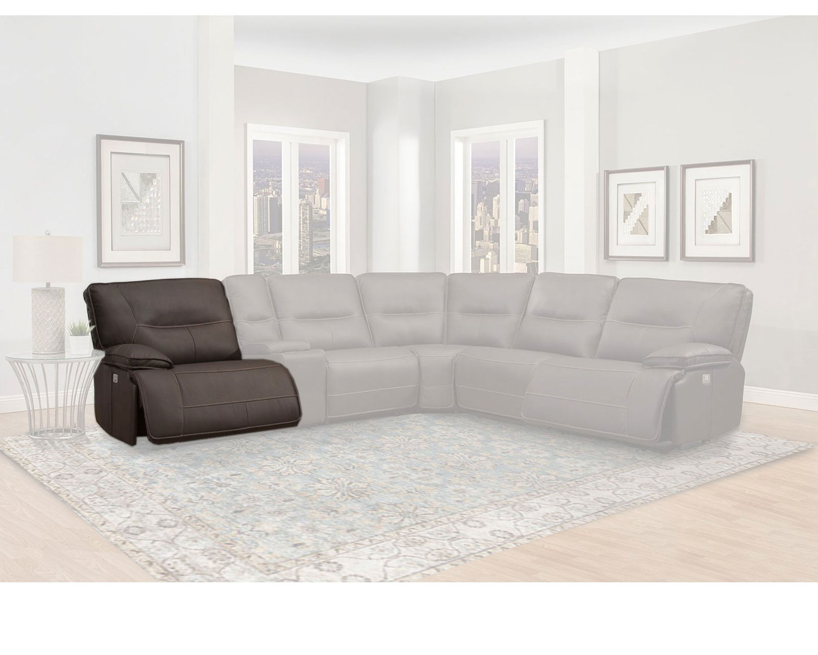 Spartacus Power Headrest - Power Lumbar - Power Reclining Sectional in Chocolate (Faux Leather) - Image 6