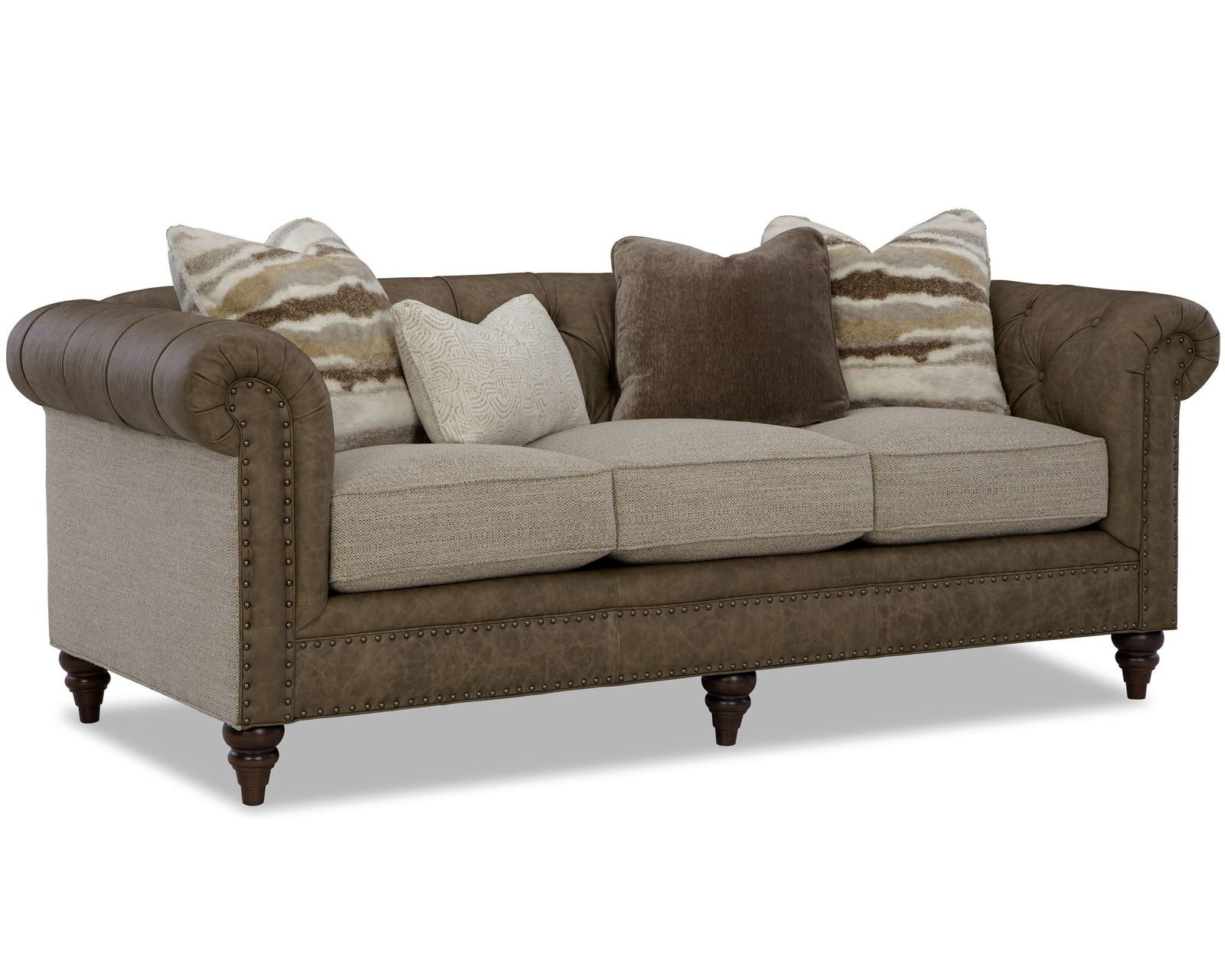 Chesterfield LF7431 Leather and Fabric Sofa (88" or 99") - Image 2