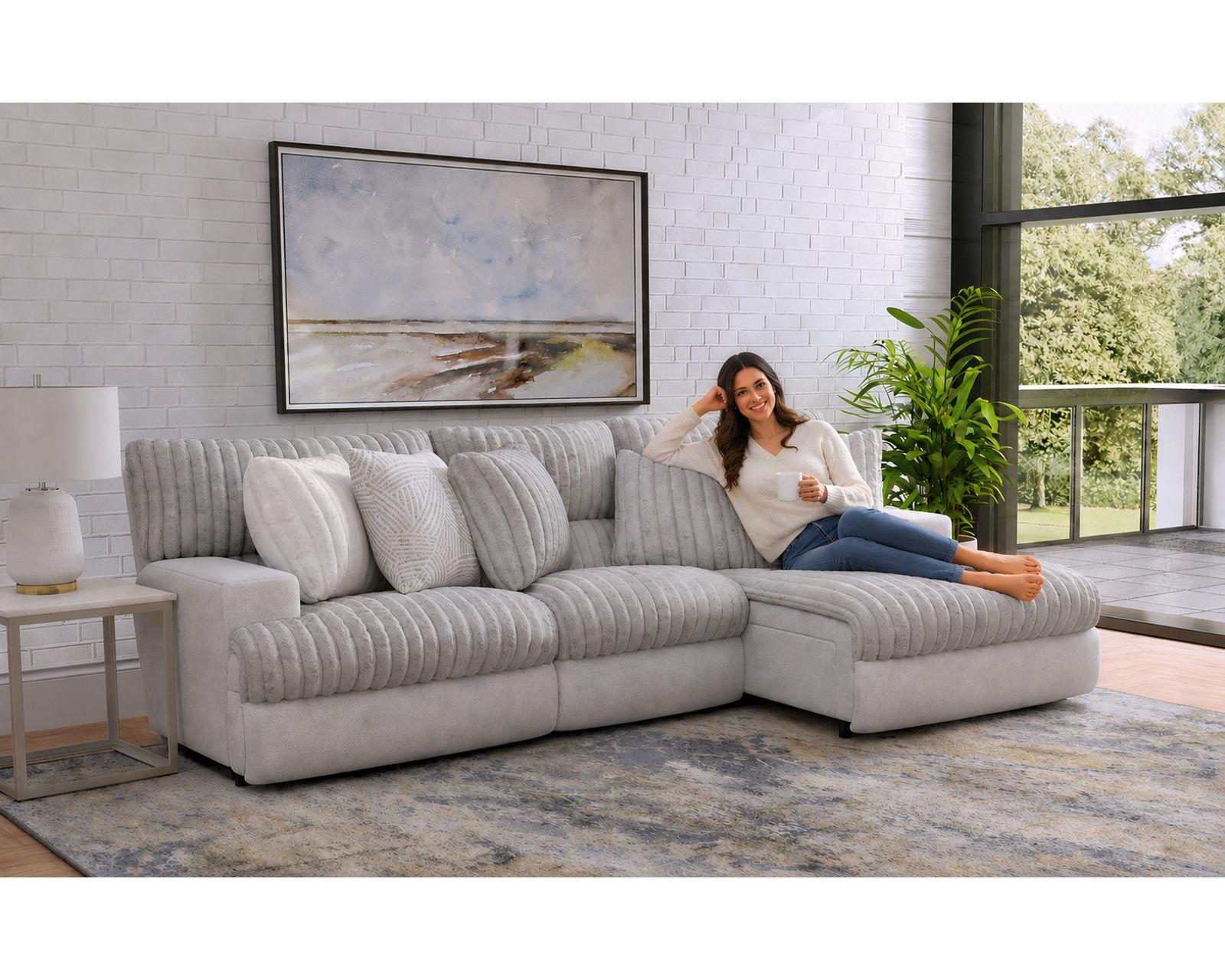Abraxas Two Tone Modular Reclining Sectional (includes pillows) - Image 27