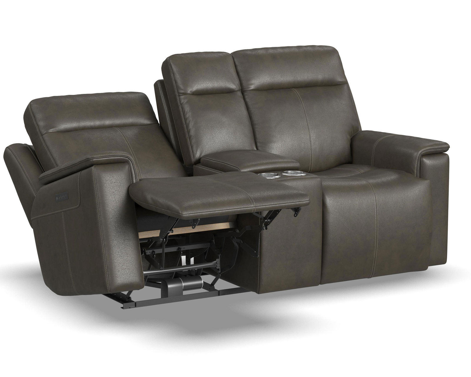 Odell Power Reclining Loveseat with Console, Power Headrests & Lumbar(Dark gray leather) in stock - Image 7