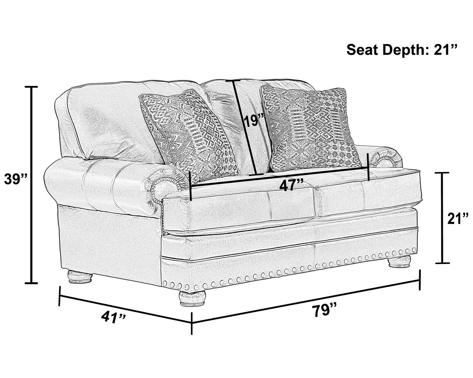 Roberto 94" Top Grain Leather Touch Sofa (Includes Pillows) - Image 20