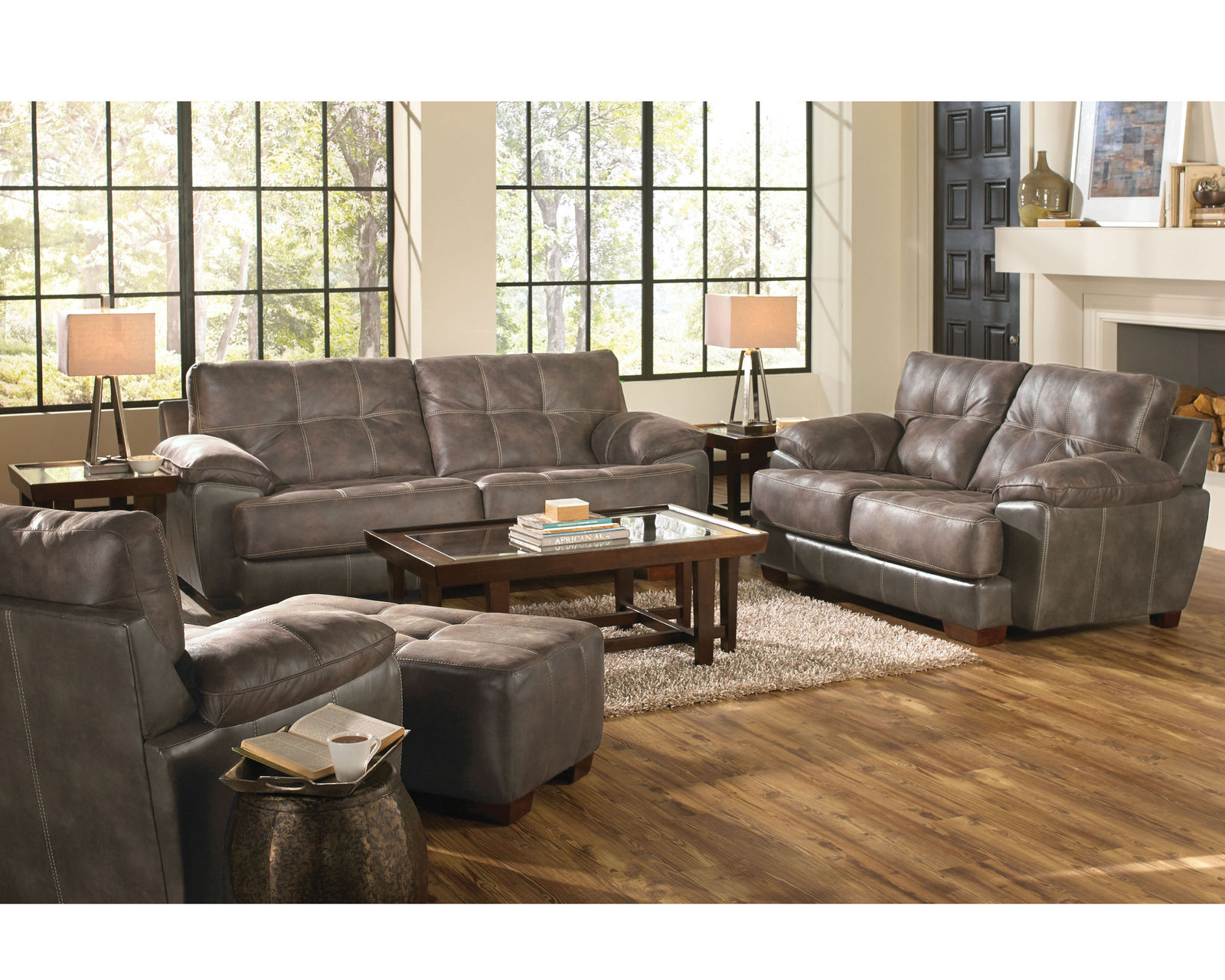 Drummond 97" Faux Leather Fabric Sofa - Includes Pillows (2 Colors) - Image 7