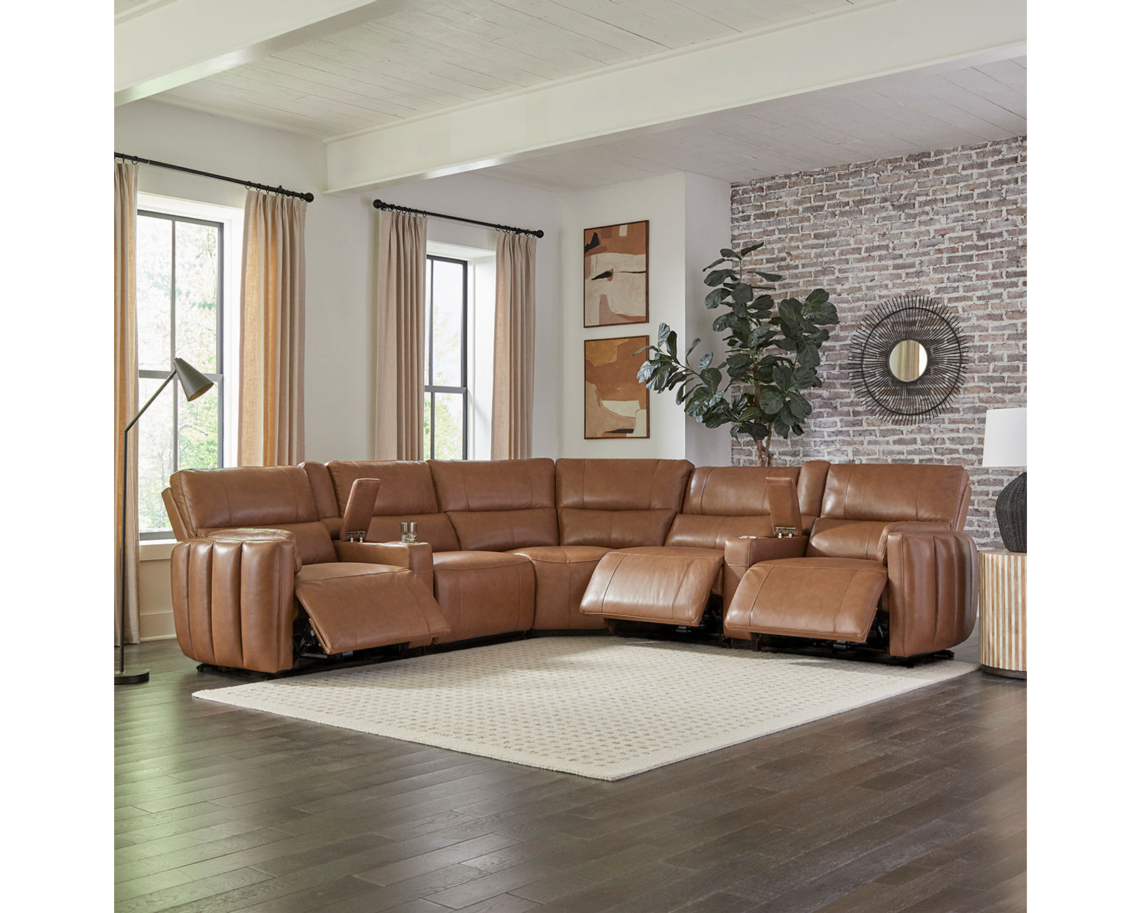 Modesto Power Headrest Power Reclining Leather Sectional (In Stock - Fast Shipping) - Image 12