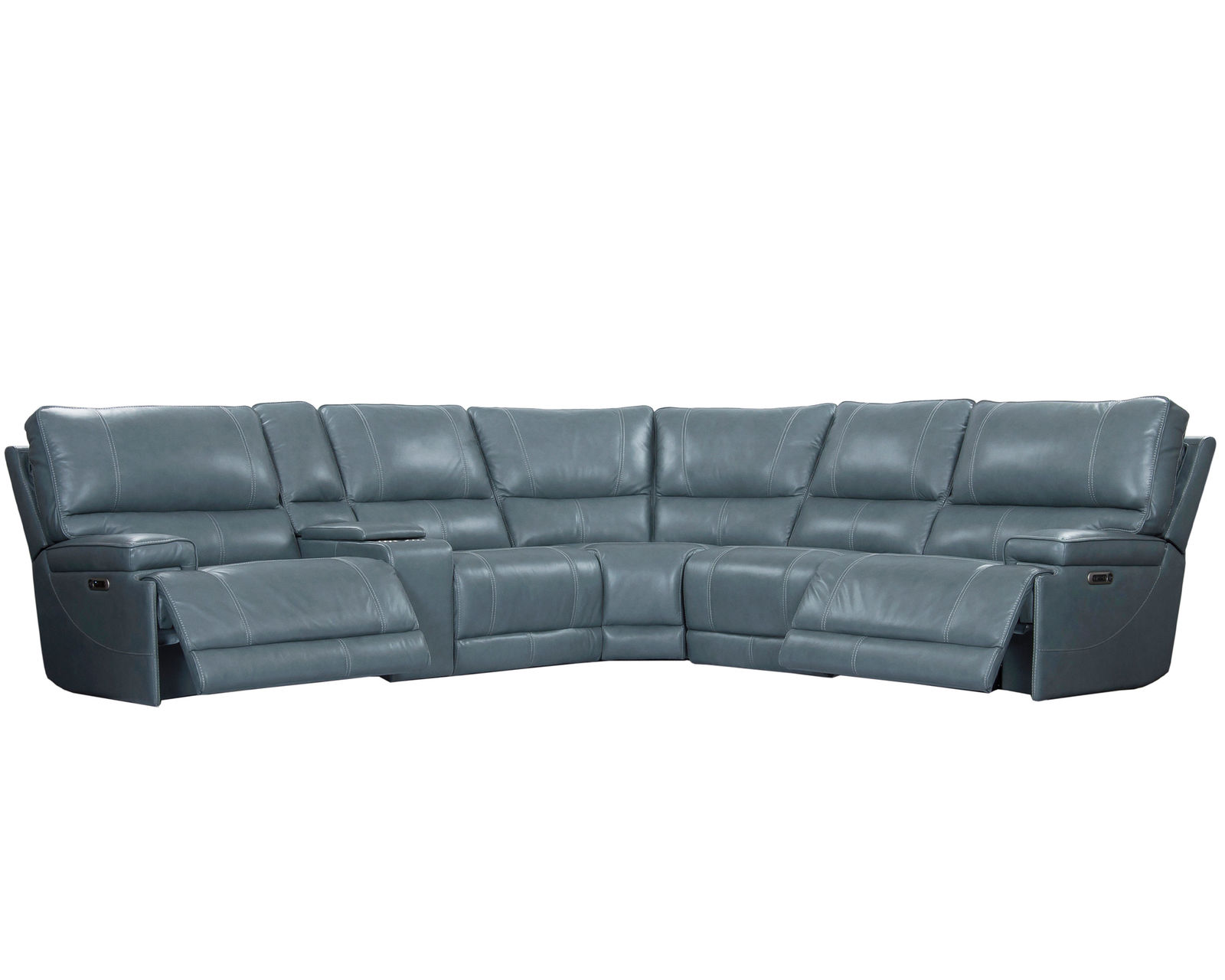 Whitman FreeMotion Cordless Power Reclining Sectional (Battery Operated) in Leather Azure - Image 2