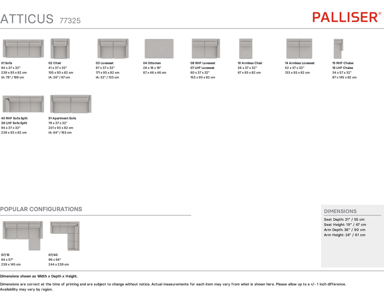 Atticus 77325 Stationary 79" or 94" Sofa - Image 22