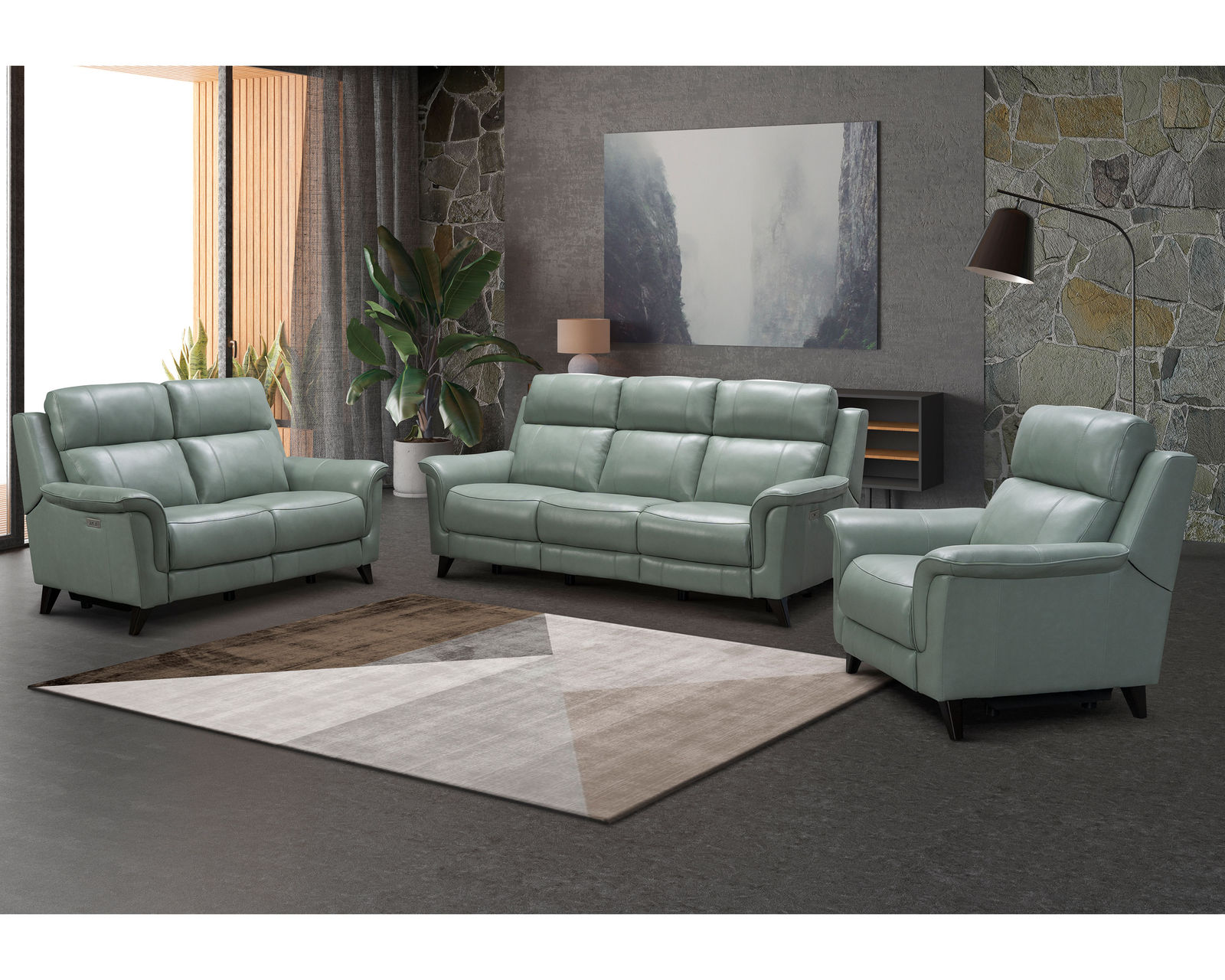 Kester Leather Power Headrest Power Reclining Sofa in Lorenzo Mint - Image 20