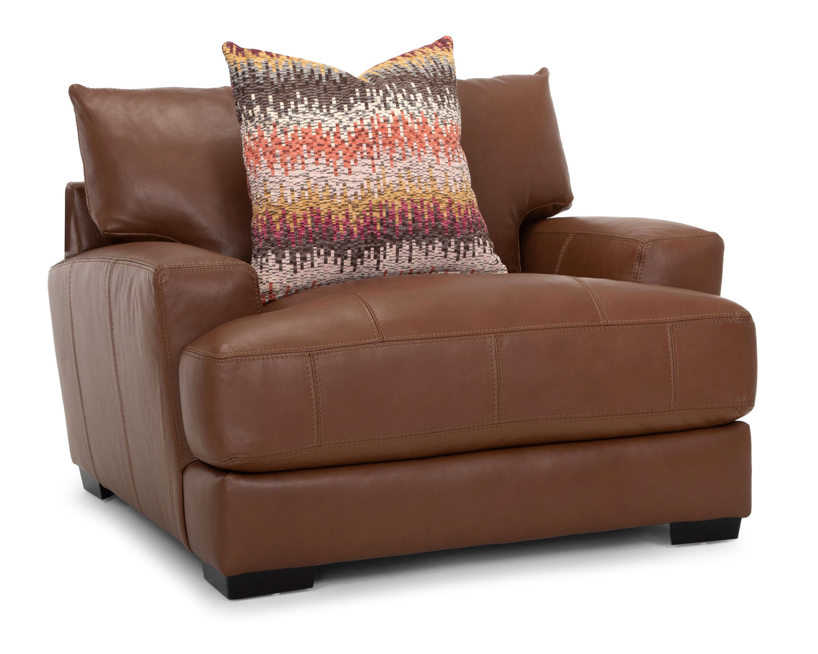 Gia 909 Leather Stationary Sofa (87") Includes Pillows - Image 6