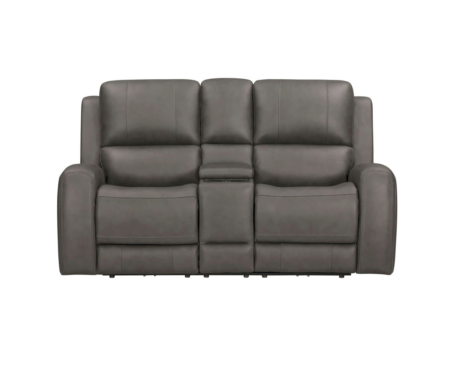 Belmont Fog Leather Zero Gravity Power Reclining Console Loveseat with Power Headrest & Lumbar