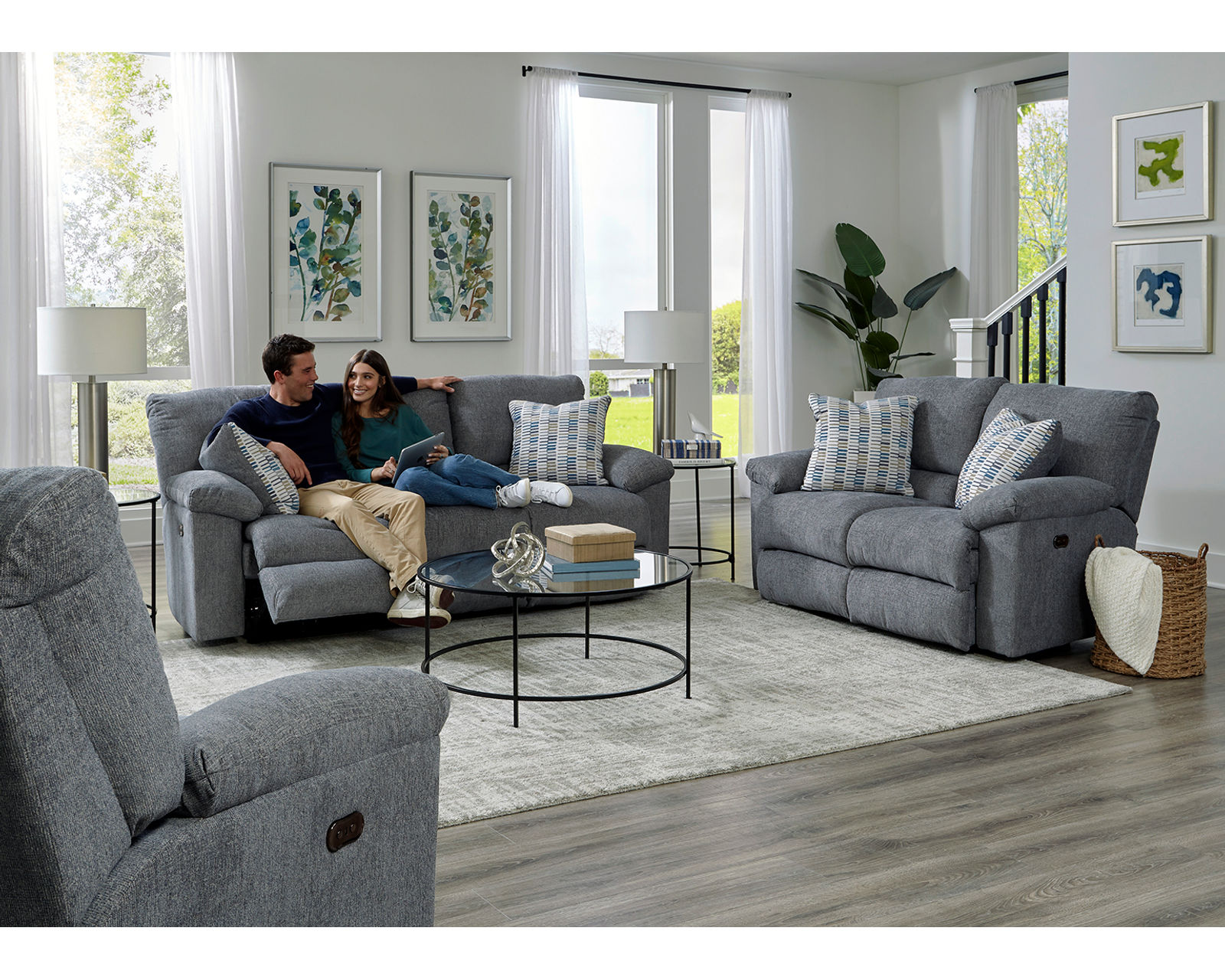 Tyler 85" Double Reclining Sofa in Pewter - Image 6