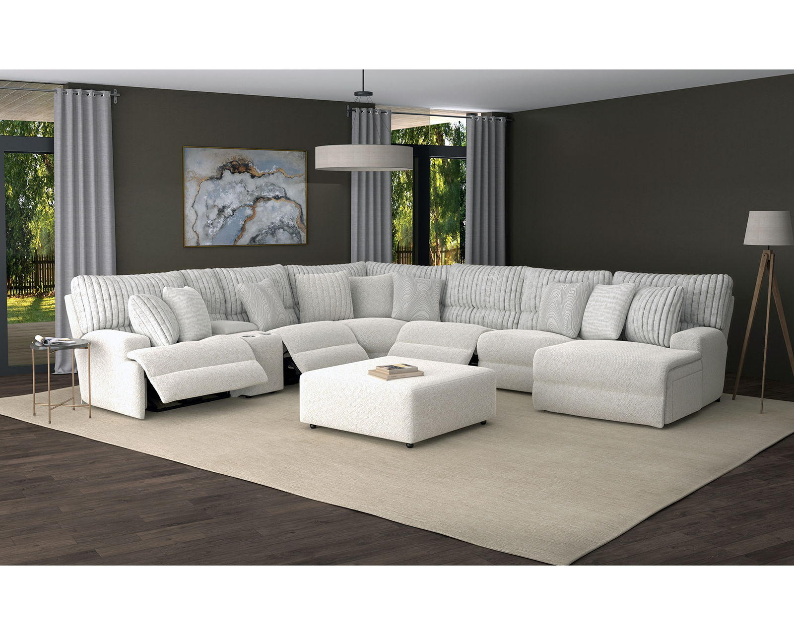 Carmen Deep Seat Power Headrest Power Reclining Sectional (includes pillows) - Image 2
