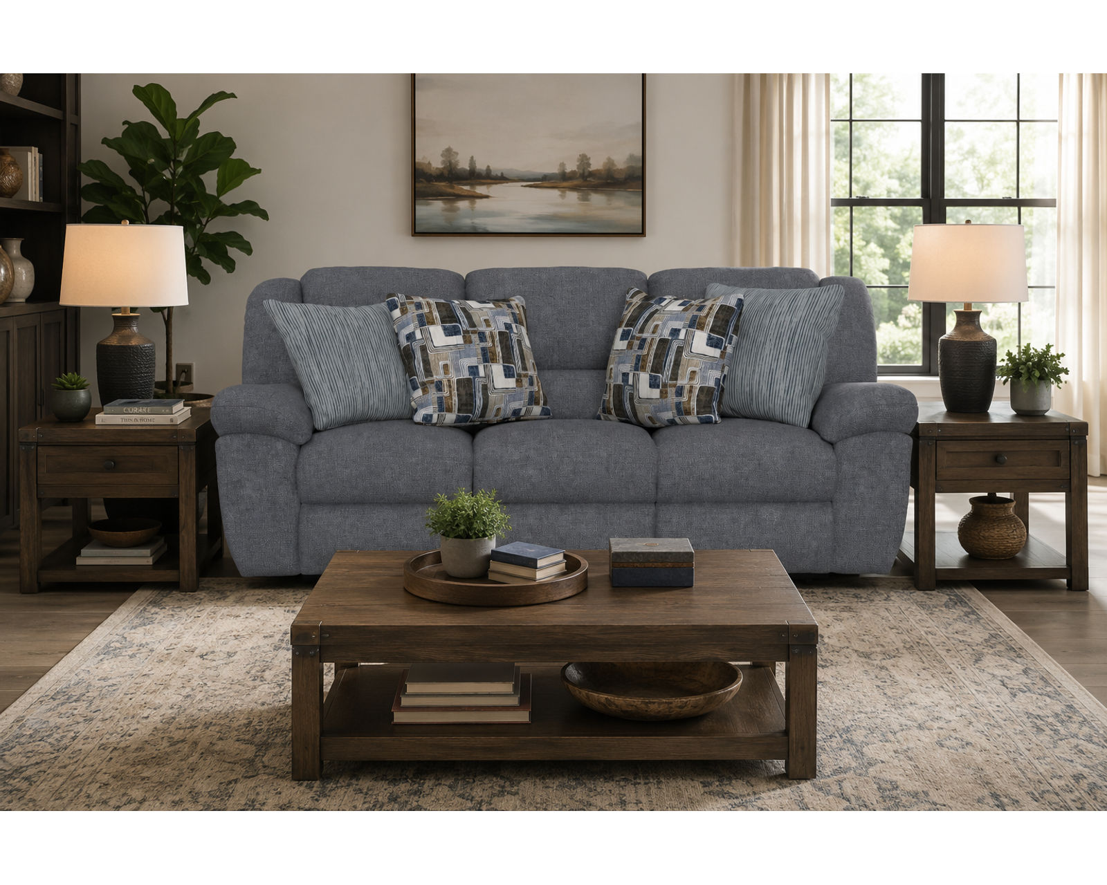 Trifecta 165 Triple Reclining Sofa with Drop Down Table (+2 colors) 90" - Image 2
