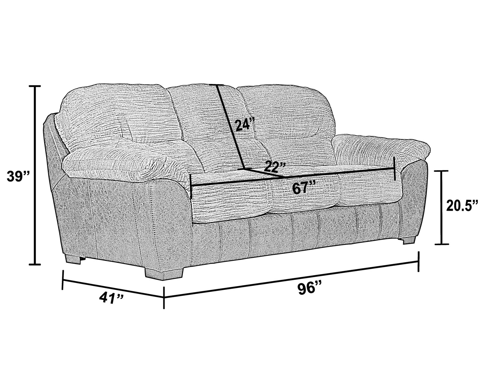 McMahon 96" Sofa with Drop Down Table - Image 9