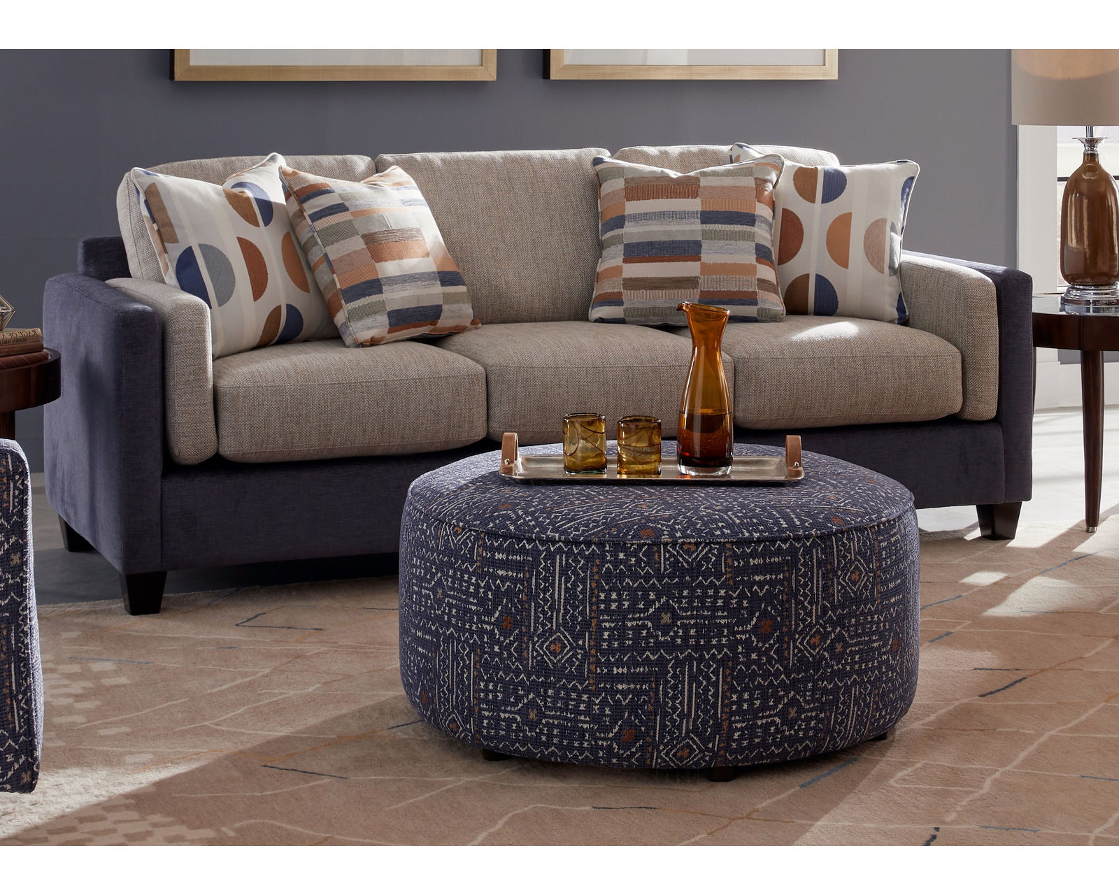 Herzl Denim Loxley Coconut 93" Sofa (includes pillows) - performance fabric