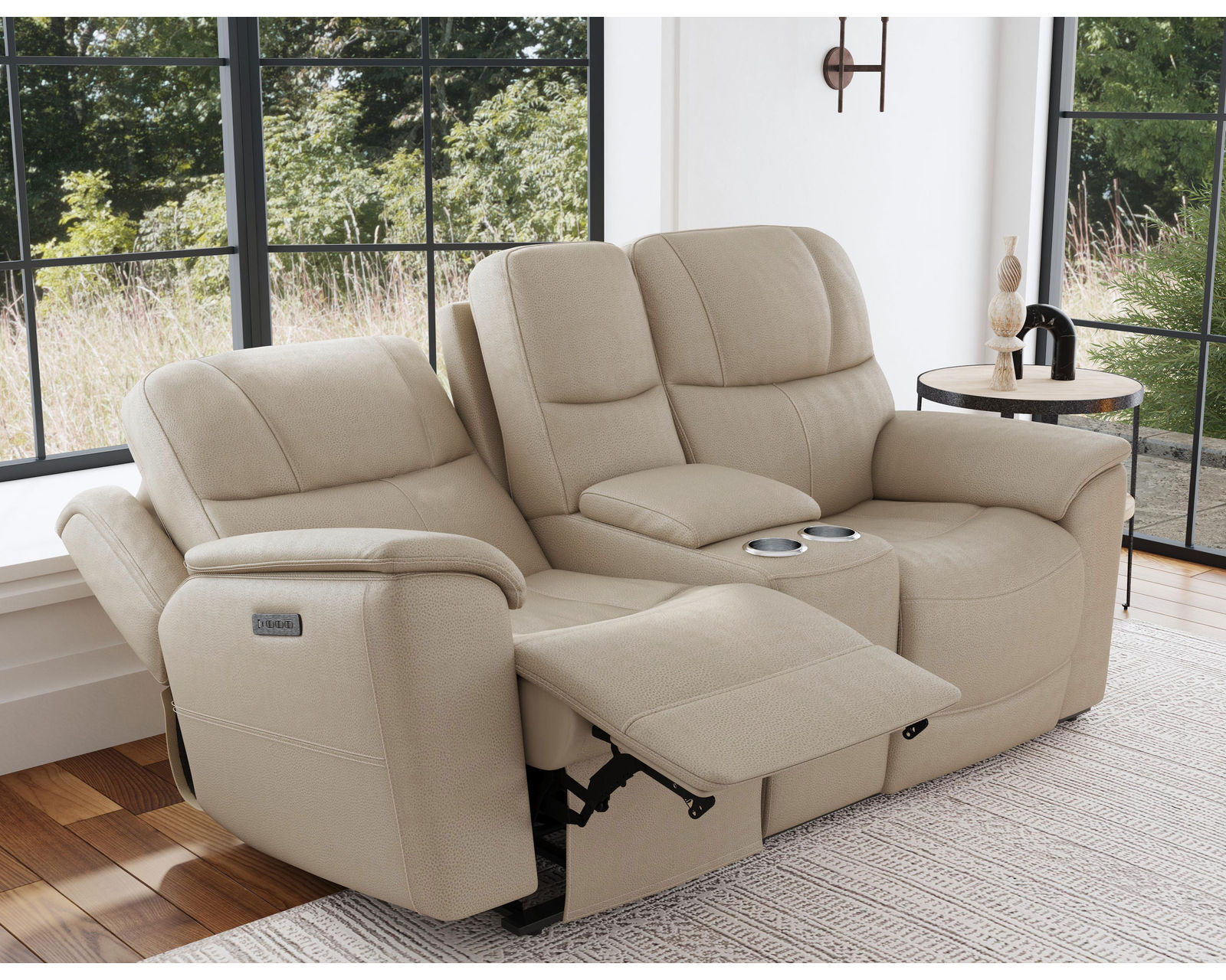 Crew Power Reclining Loveseat with Console, Power Headrests & Lumbar (Tan leather) in stock - Image 7