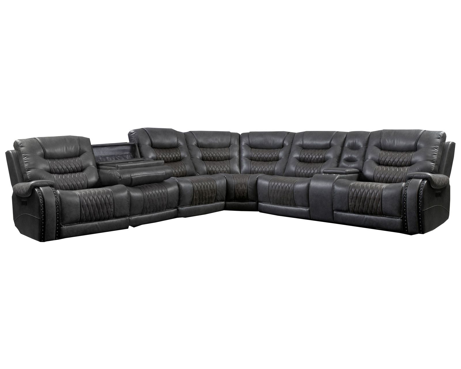 Outlaw Stallion Power Headrest Power Reclining Sectional (Faux Leather) - Image 2