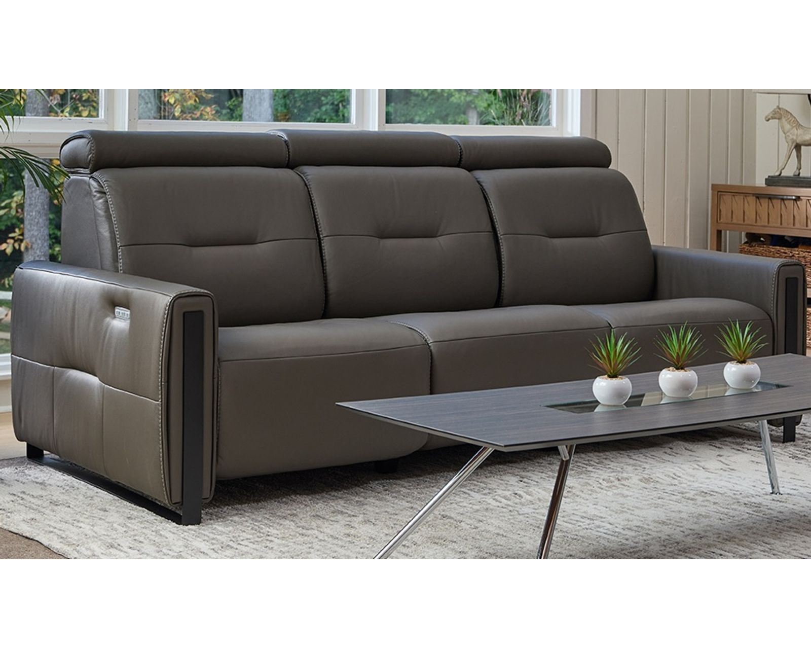 Monte Carlo 87" Power Headrest Power Reclining Sofa Graphite (In stock - Fast shipping)