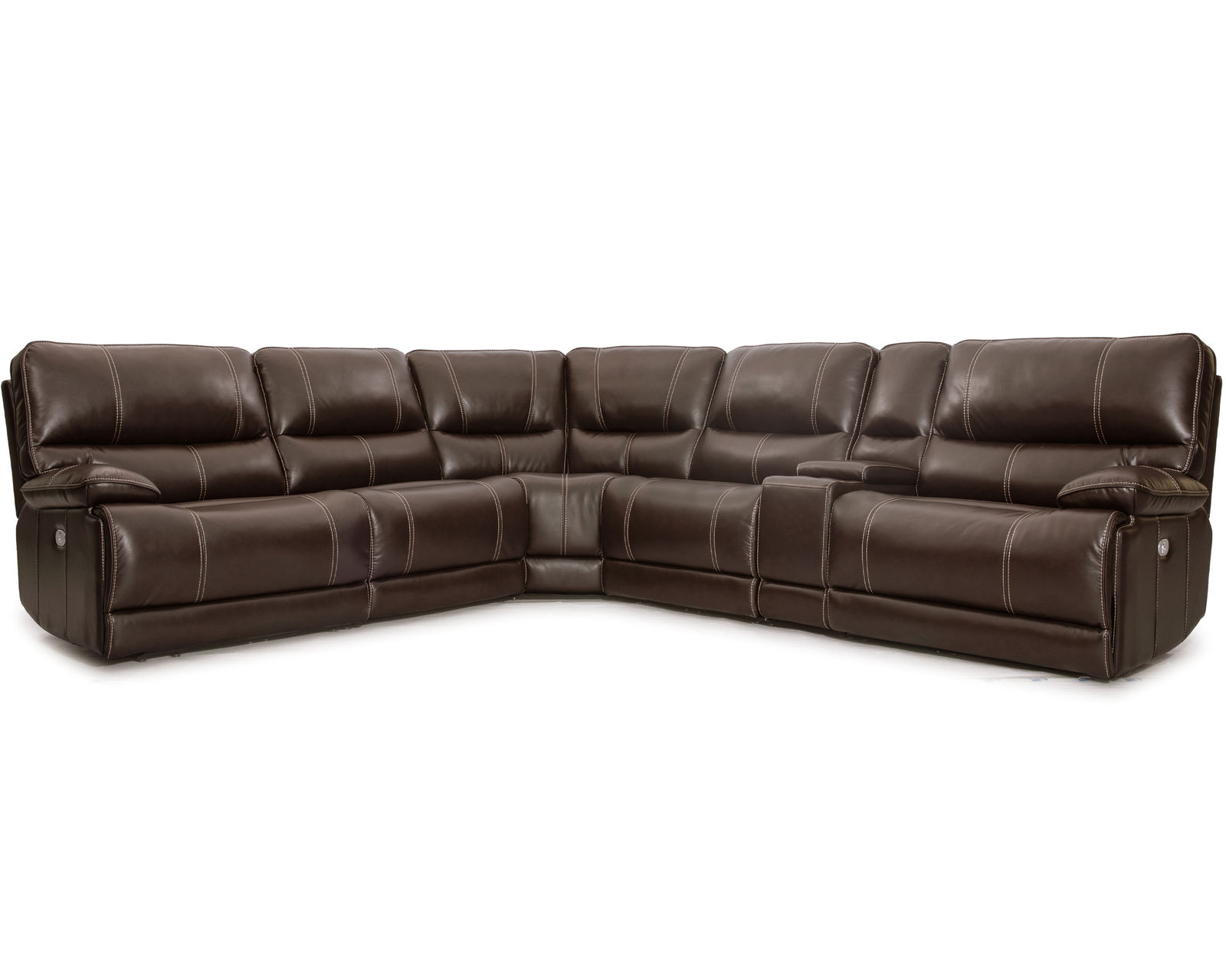 Shelby Power Headrest Power Reclining Sectional in Cabrera Cocoa (Faux Leather)