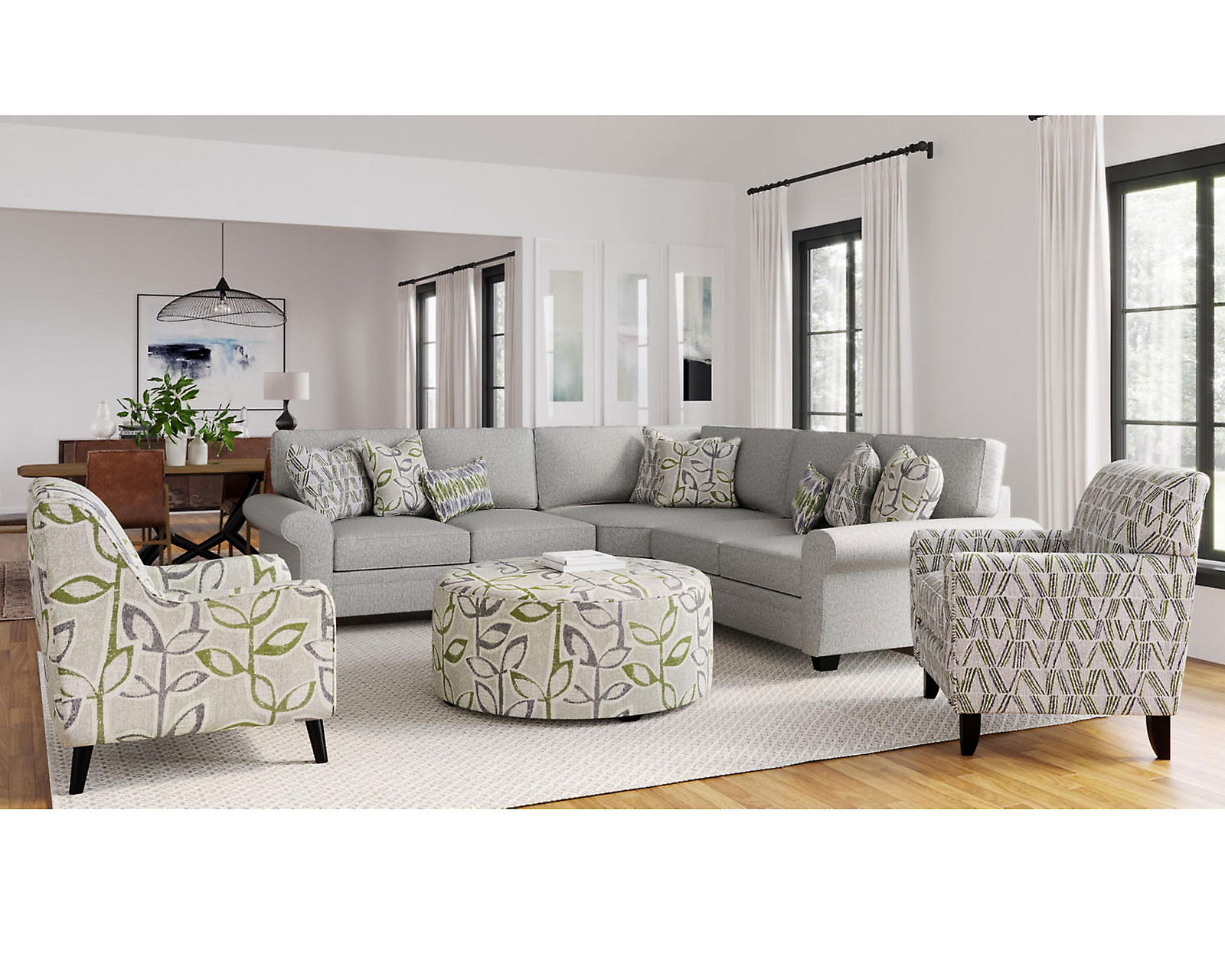 Satisfaction Metal Three Piece Sectional (Includes pillows)
