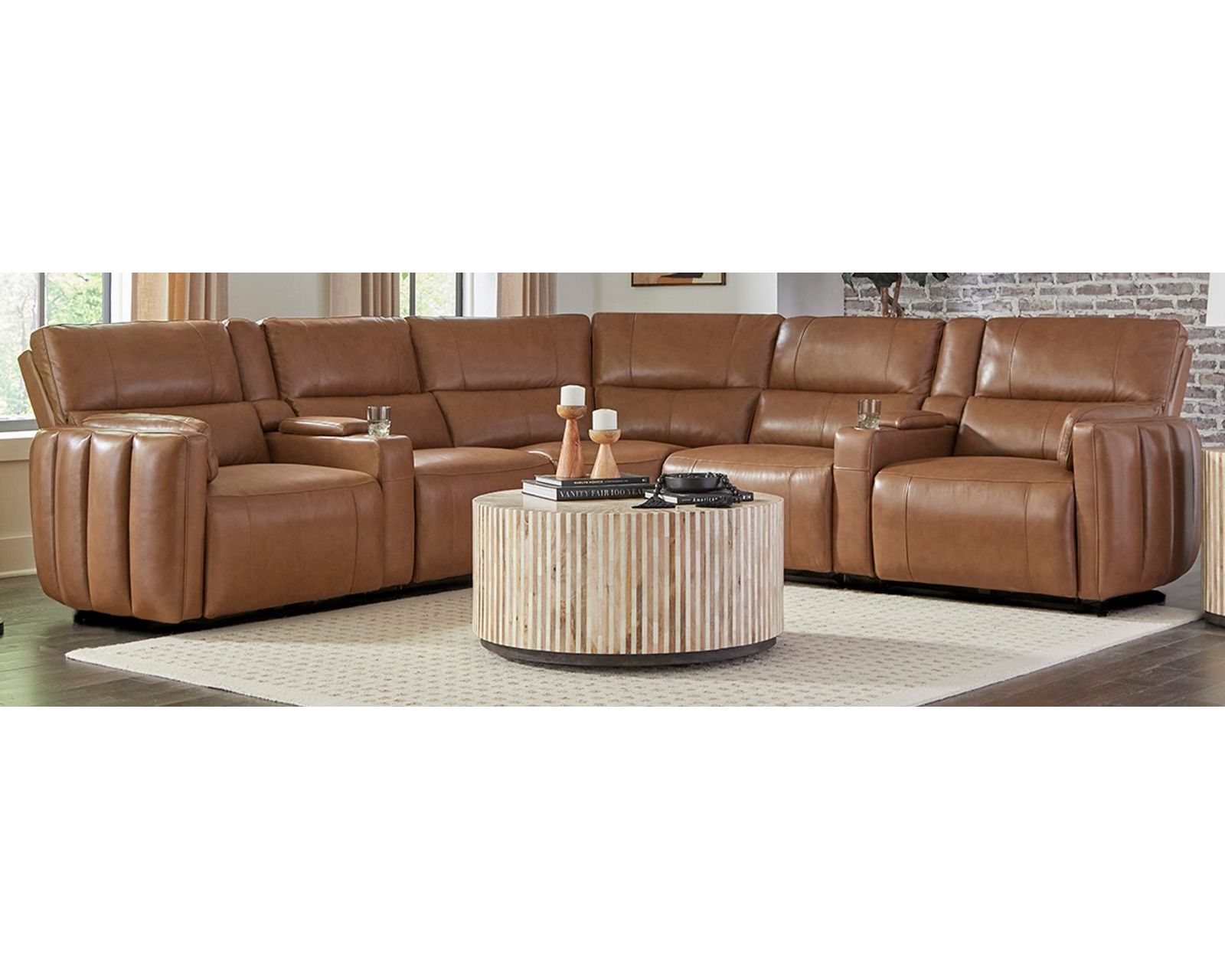 Modesto Power Headrest Power Reclining Leather Sectional (In Stock - Fast Shipping) - Image 4