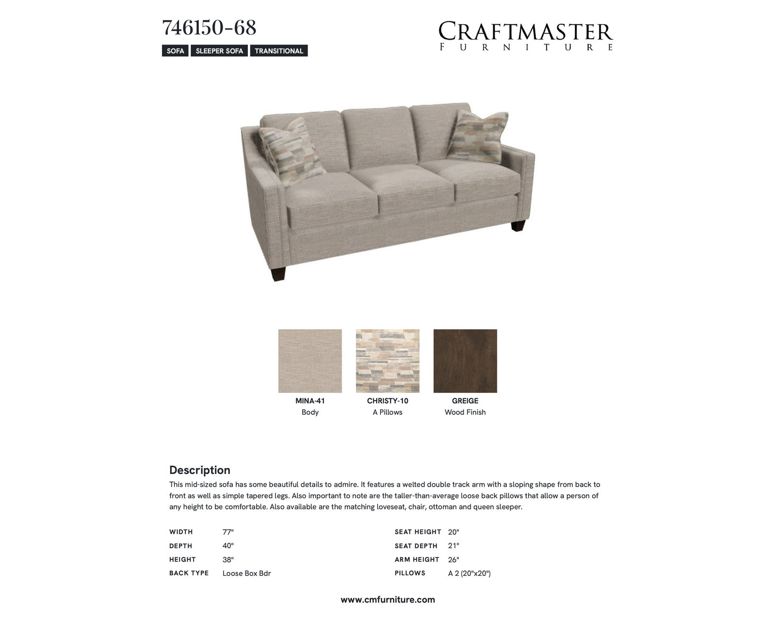 Norte 7461 Queen Sleeper (+100 performance fabrics) - Image 5