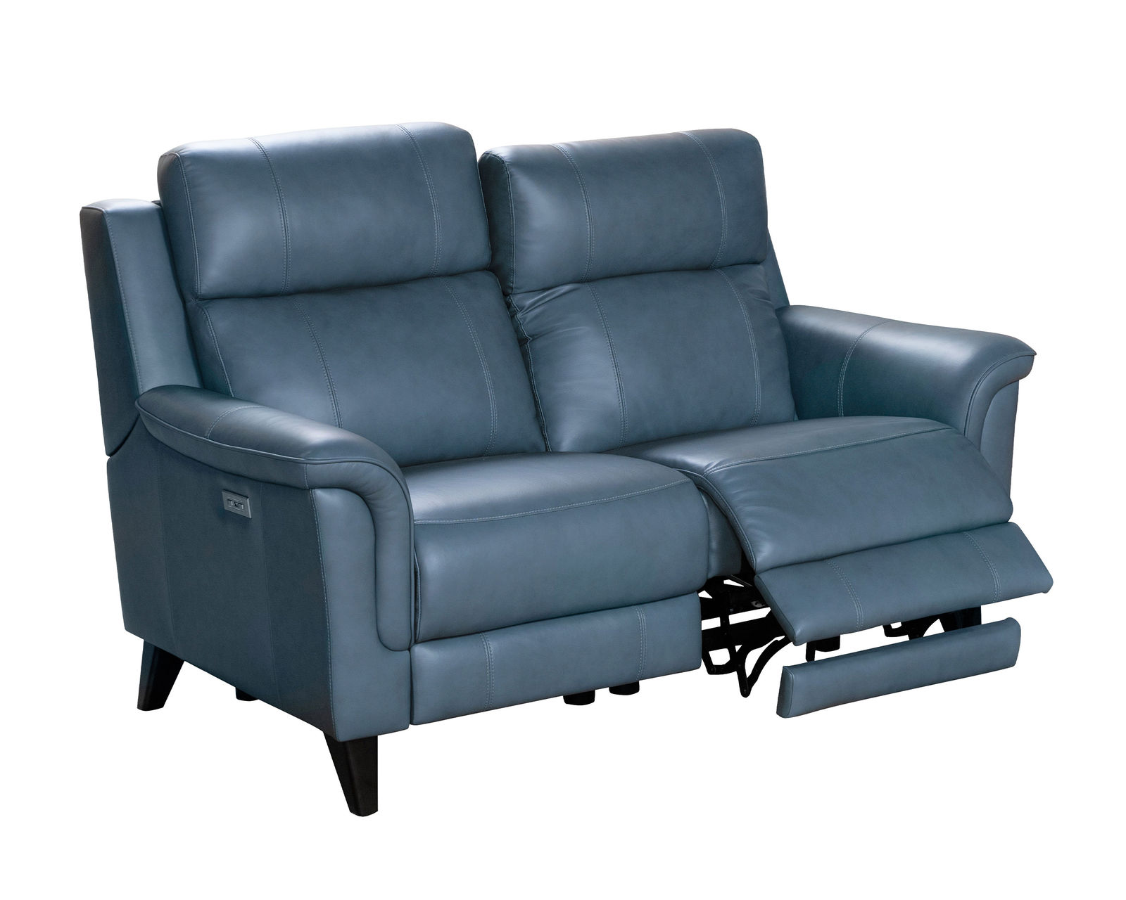 Kester Leather Power Headrest Power Reclining Sofa in Mason Bluegray - Image 11