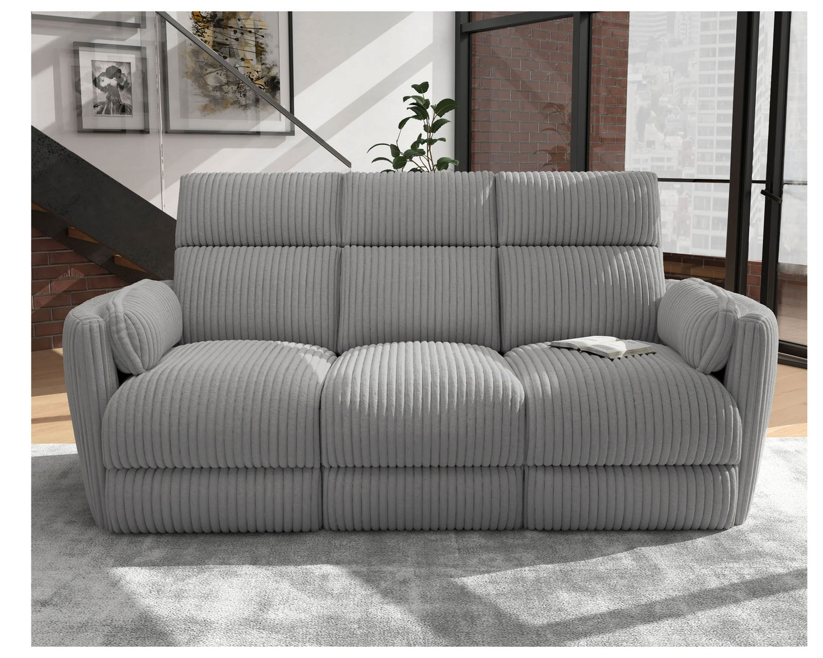 Radius 88" Power Reclining Sofa Grey (In stock - Fast Shipping) - Image 5