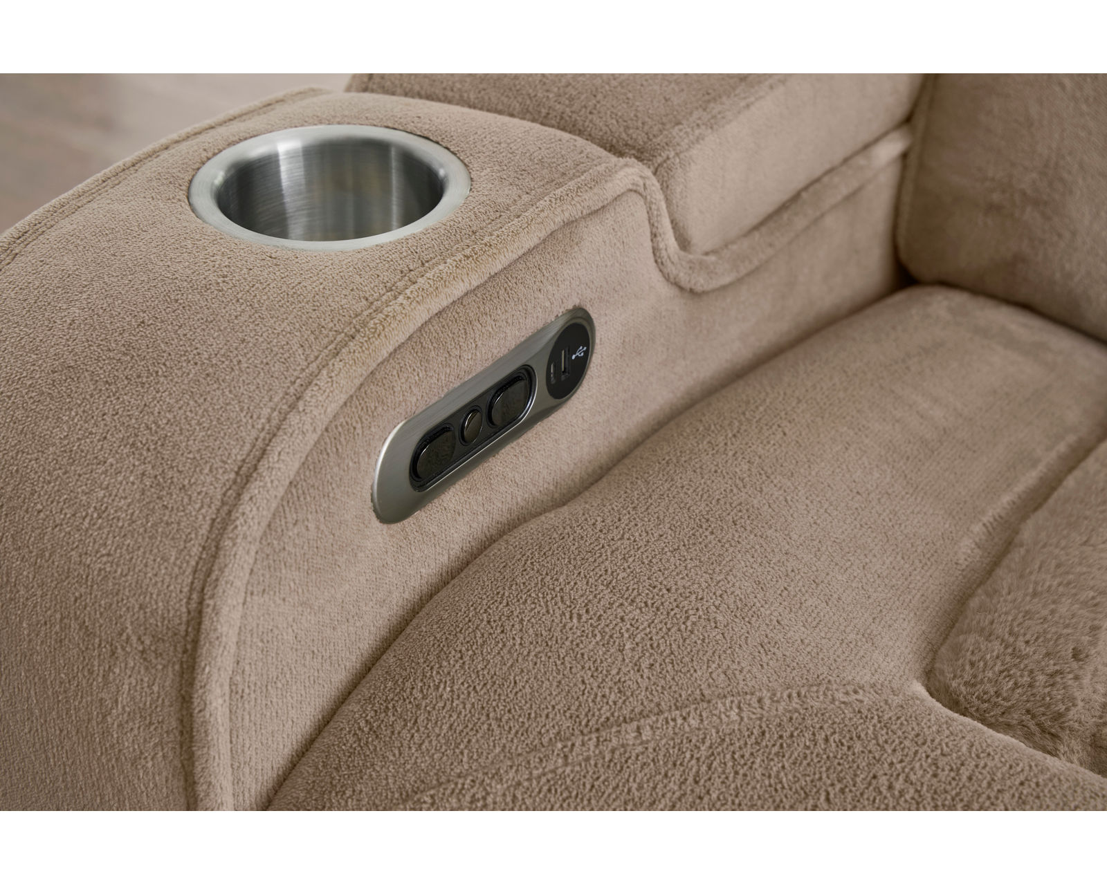 Equinox 85" Power Headrest Power Reclining Sofa w/ Drop Down Table Mushroom (In stock - Fast Shipping - Image 10