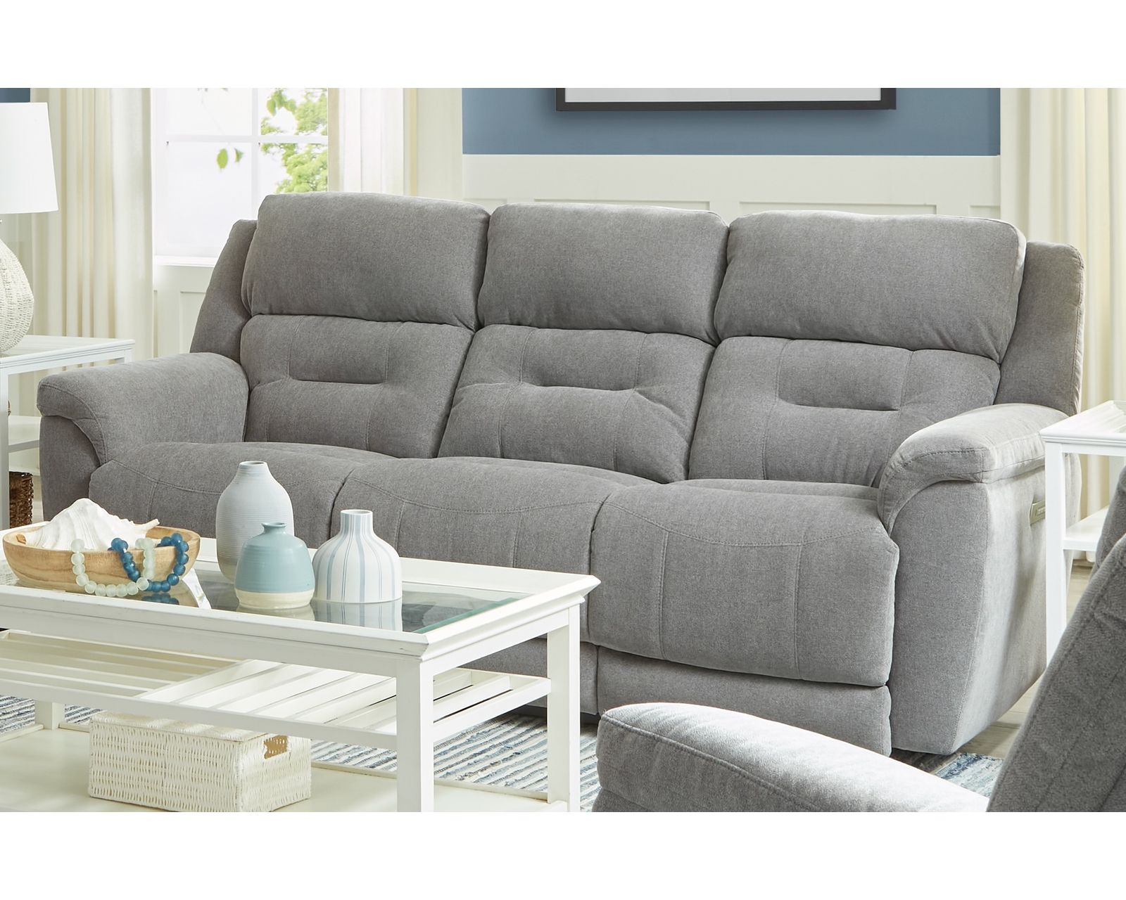 Knockout 89" Zero Gravity Triple Power Reclining Sofa Grey (In stock) - Image 5