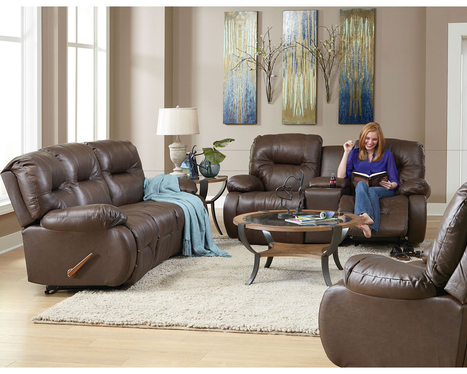 Brinley Double Reclining Leather Sofa (+30 leathers) 91" - Image 7