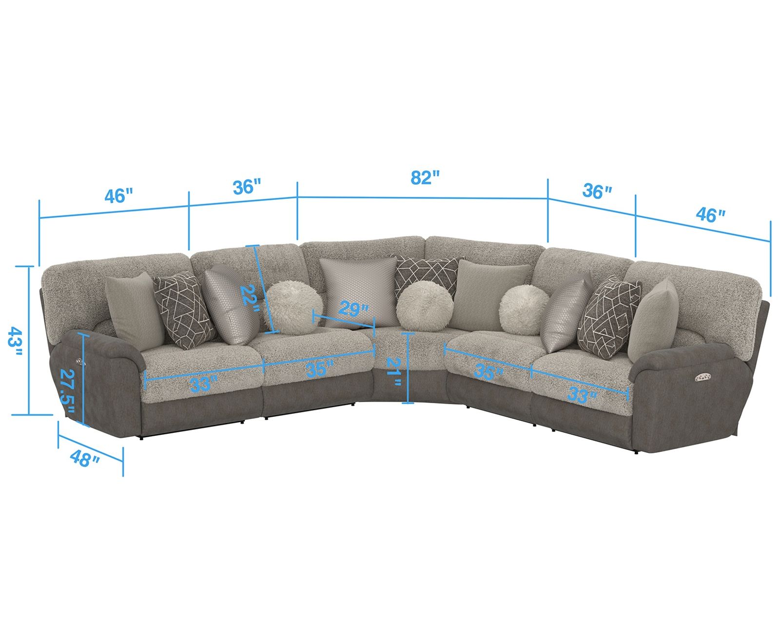 Rendezvous Deep Seat Modular Power Reclining Sectional (includes pillows) 400 lb. weight capacity - Image 14