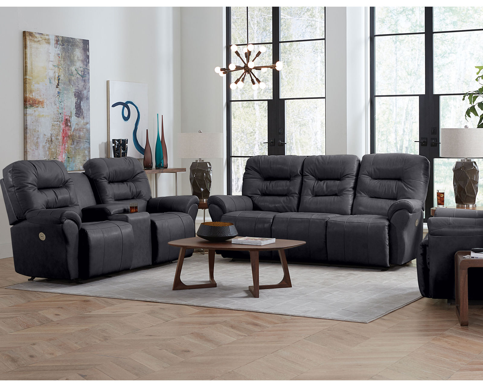 Unity Double Reclining Leather Console Loveseat (+40 leathers) - Image 14