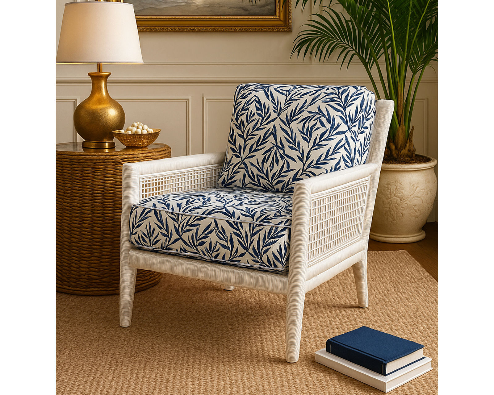 Pine Isle 76" Rattan Sofa Blue (+28 finishes +69 fabrics) - Image 14