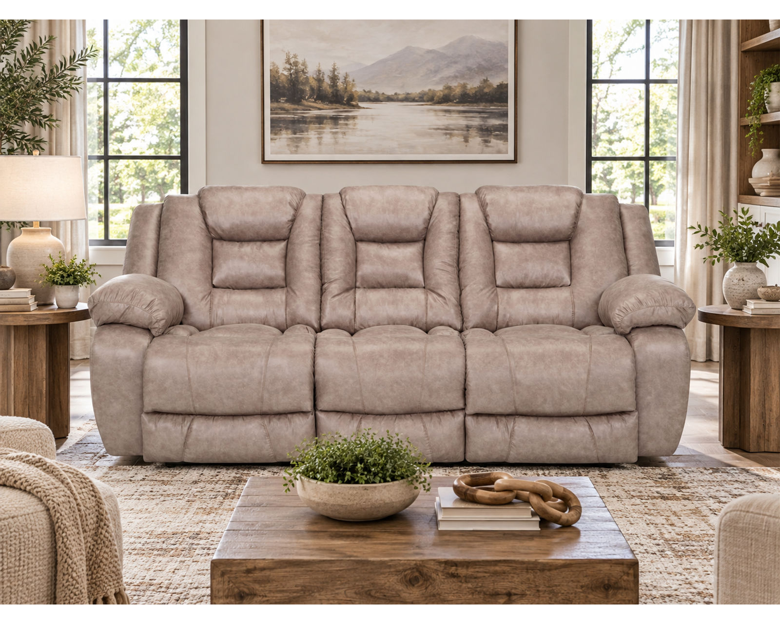 Hayworth 784 Power Headrest Power Reclining Sofa (95") Leather Like Fabric - Image 24