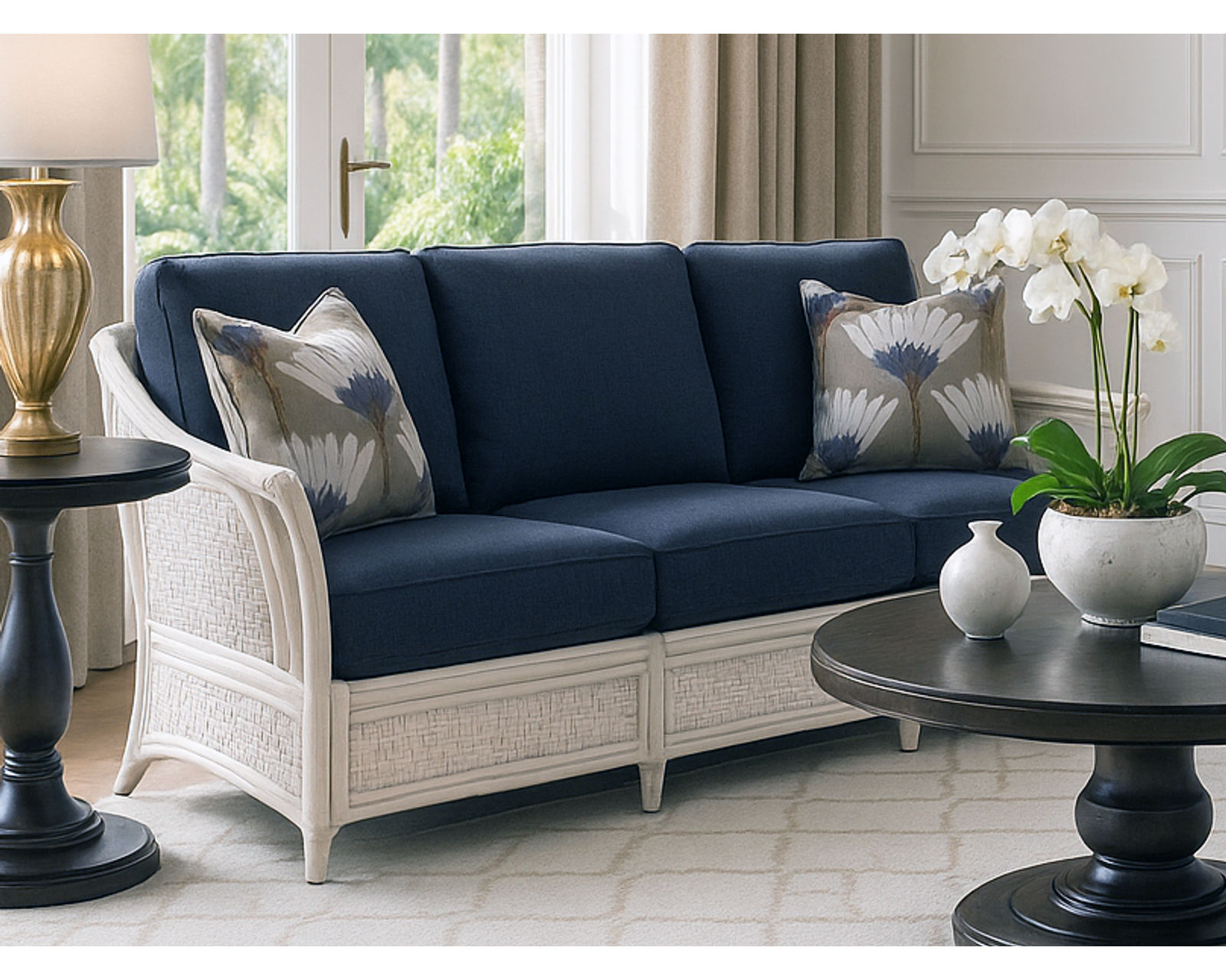 Boca 973 Stationary Rattan 78" Sofa (Standard and Performance Fabrics) - Image 6