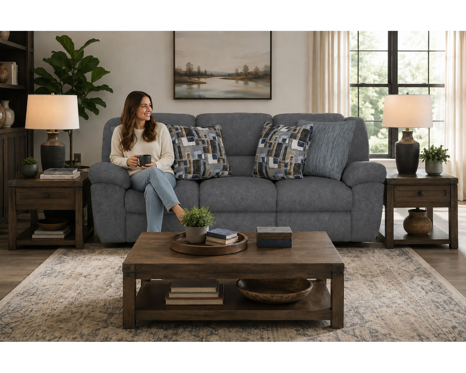 Trifecta 165 Triple Reclining Sofa with Drop Down Table (+2 colors) 90" - Image 3