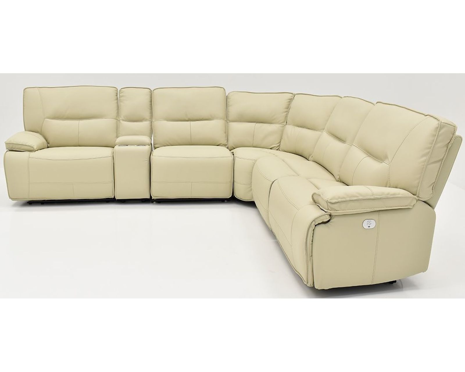 Spartacus Oyster Power Headrests Power Reclining Sectional (Faux Leather)