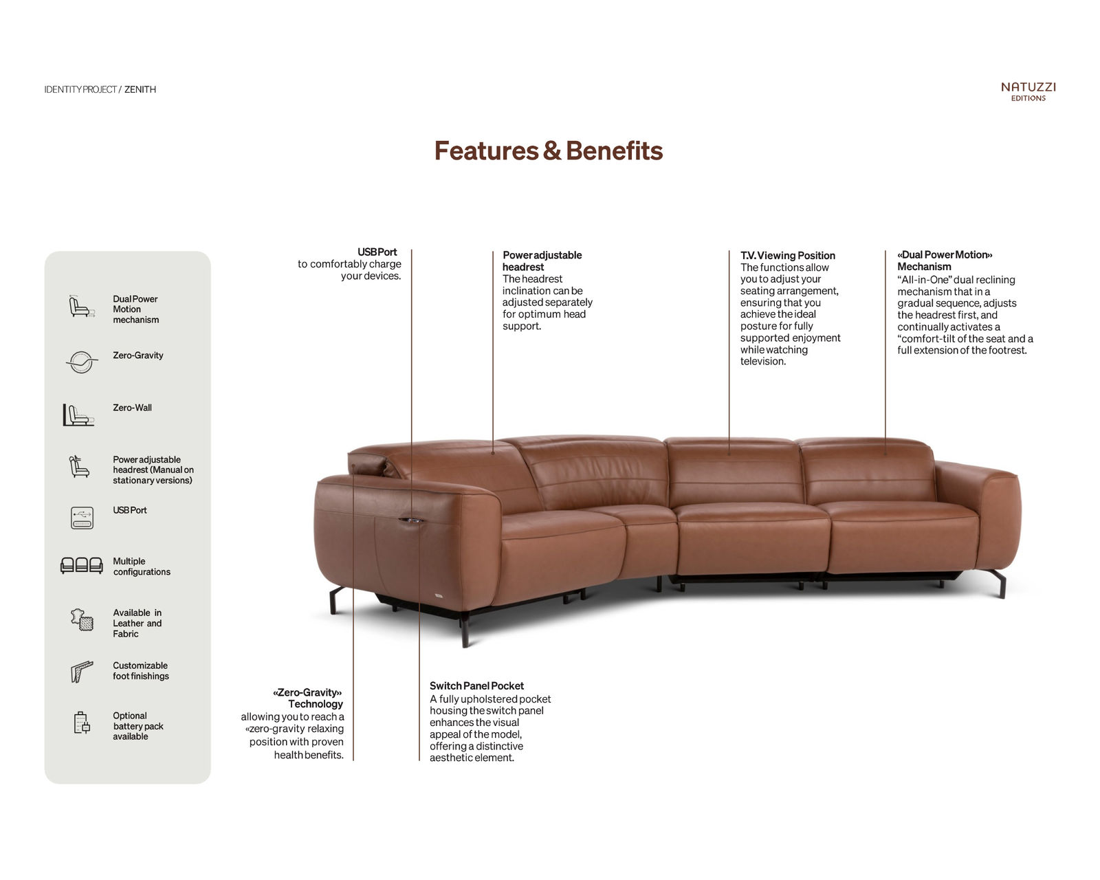 Zenith C320 Power Reclining Sectional (+45 fabrics) - Image 13
