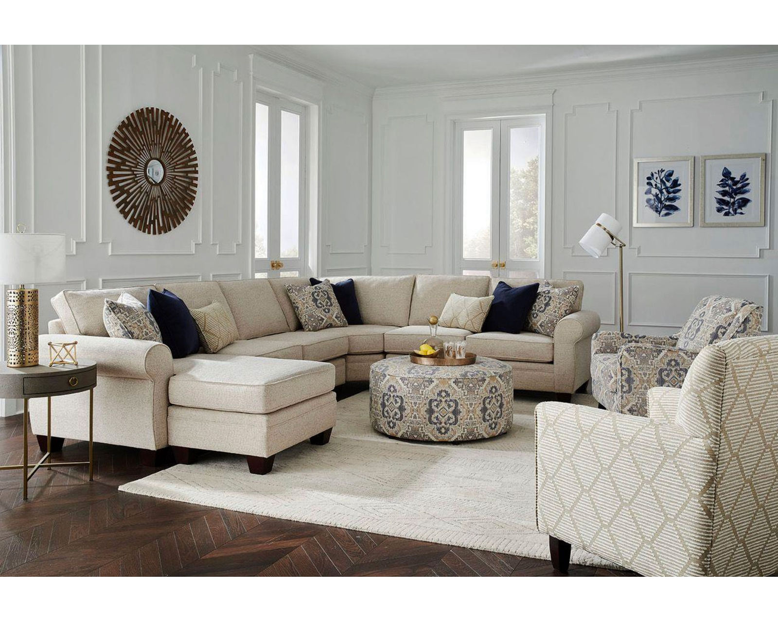 Plumley Bisque Four Piece Sectional (includes pillows) 143" x 114" - Image 2