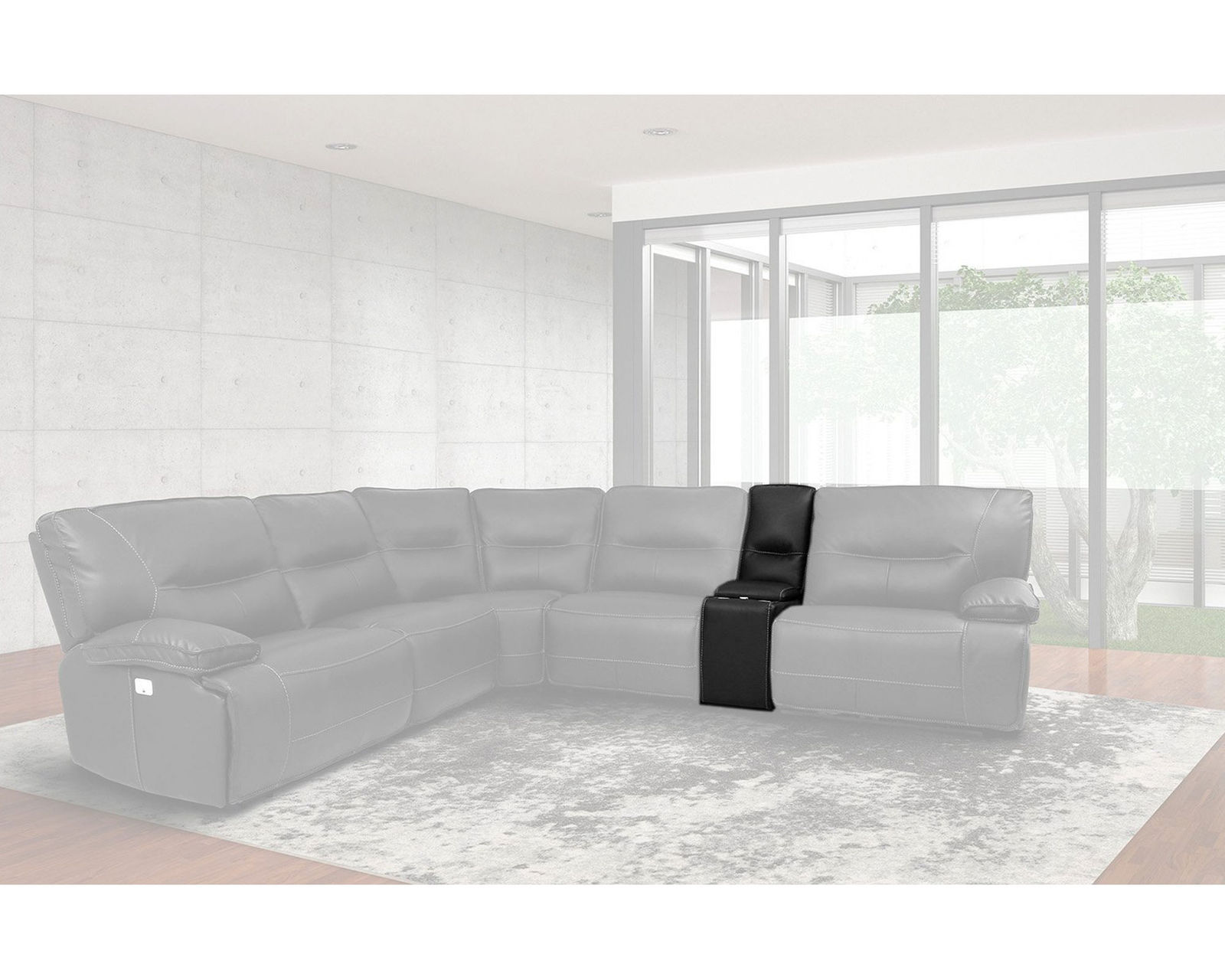 Spartacus Black Power Headrest Power Reclining Sectional (Faux Leather) - Image 10