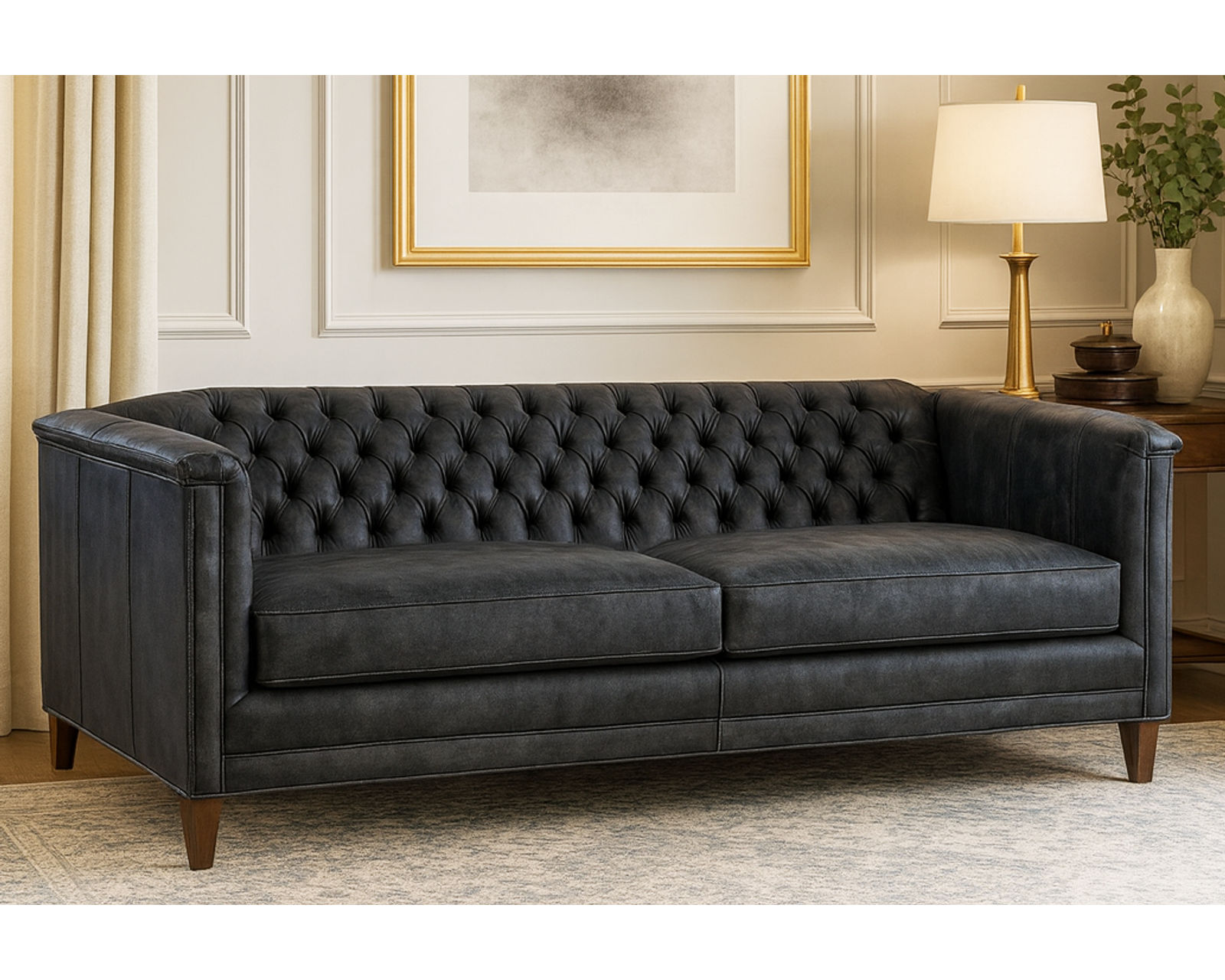 Bradington Young Jaden 517 Chesterfield Sofa (12 leathers) 8-Way Hand Tie - Image 4