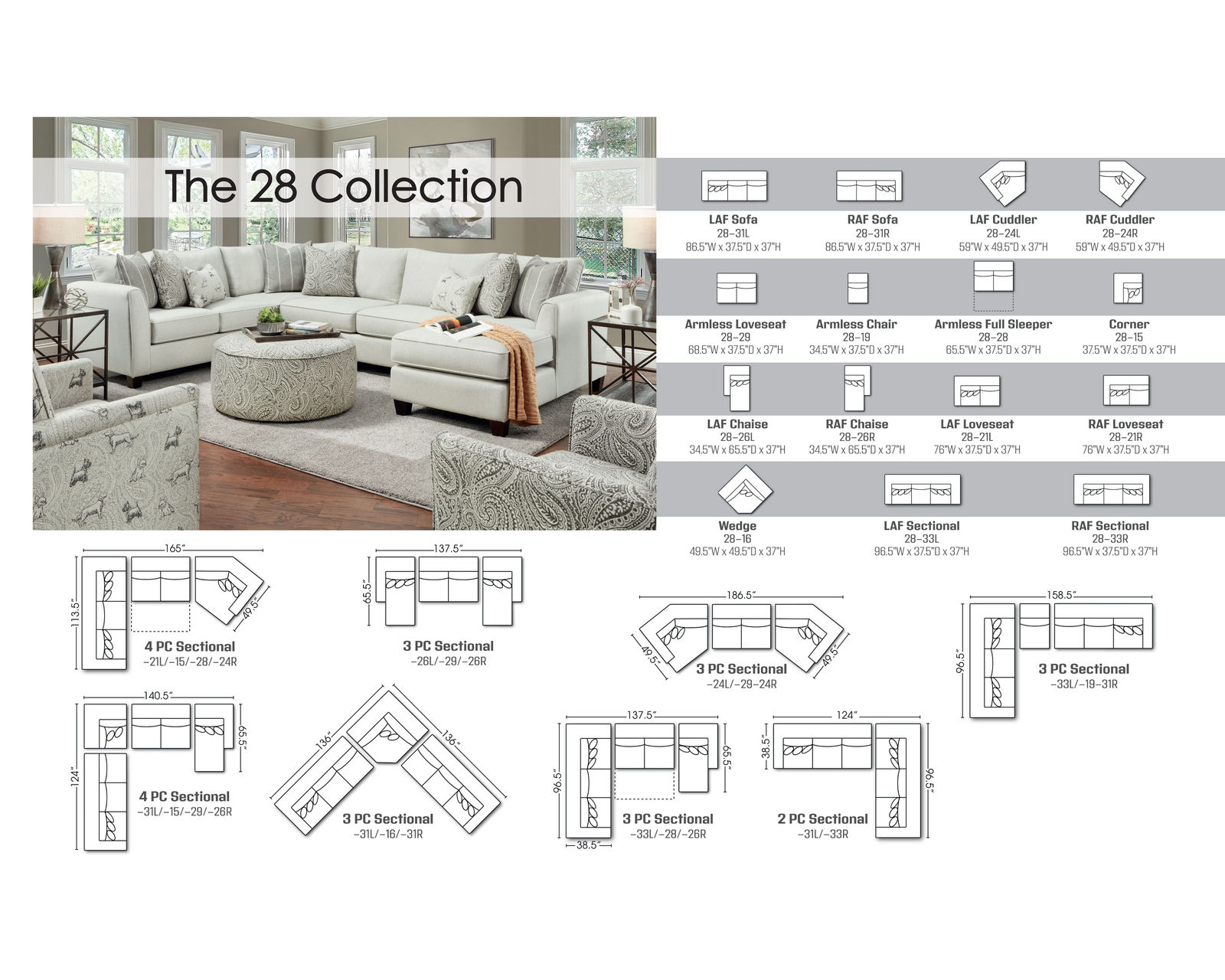 Wendy Linen Stationary Sectional (Includes Pillows) - Image 7