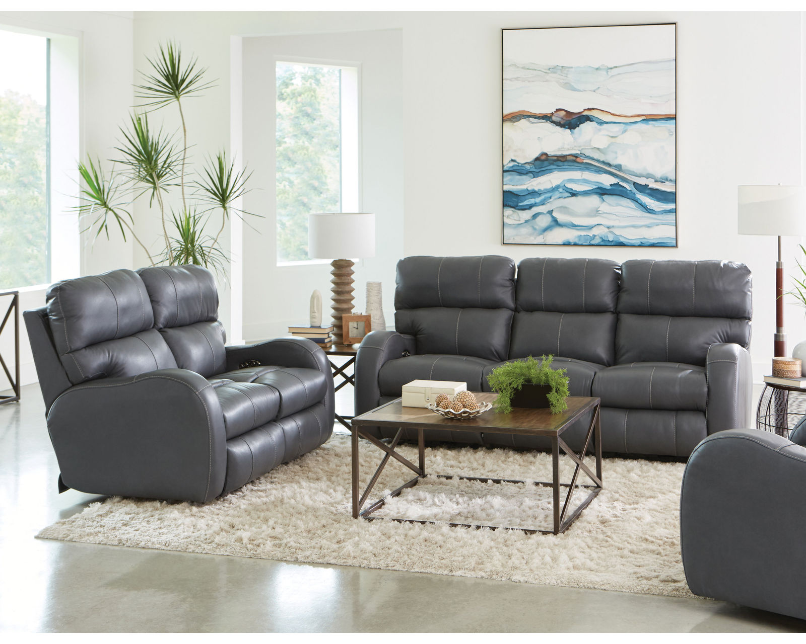 Angelo 83" Top Grain Leather Touch Power Headrest Power Reclining Sofa (Color choices) - Image 9