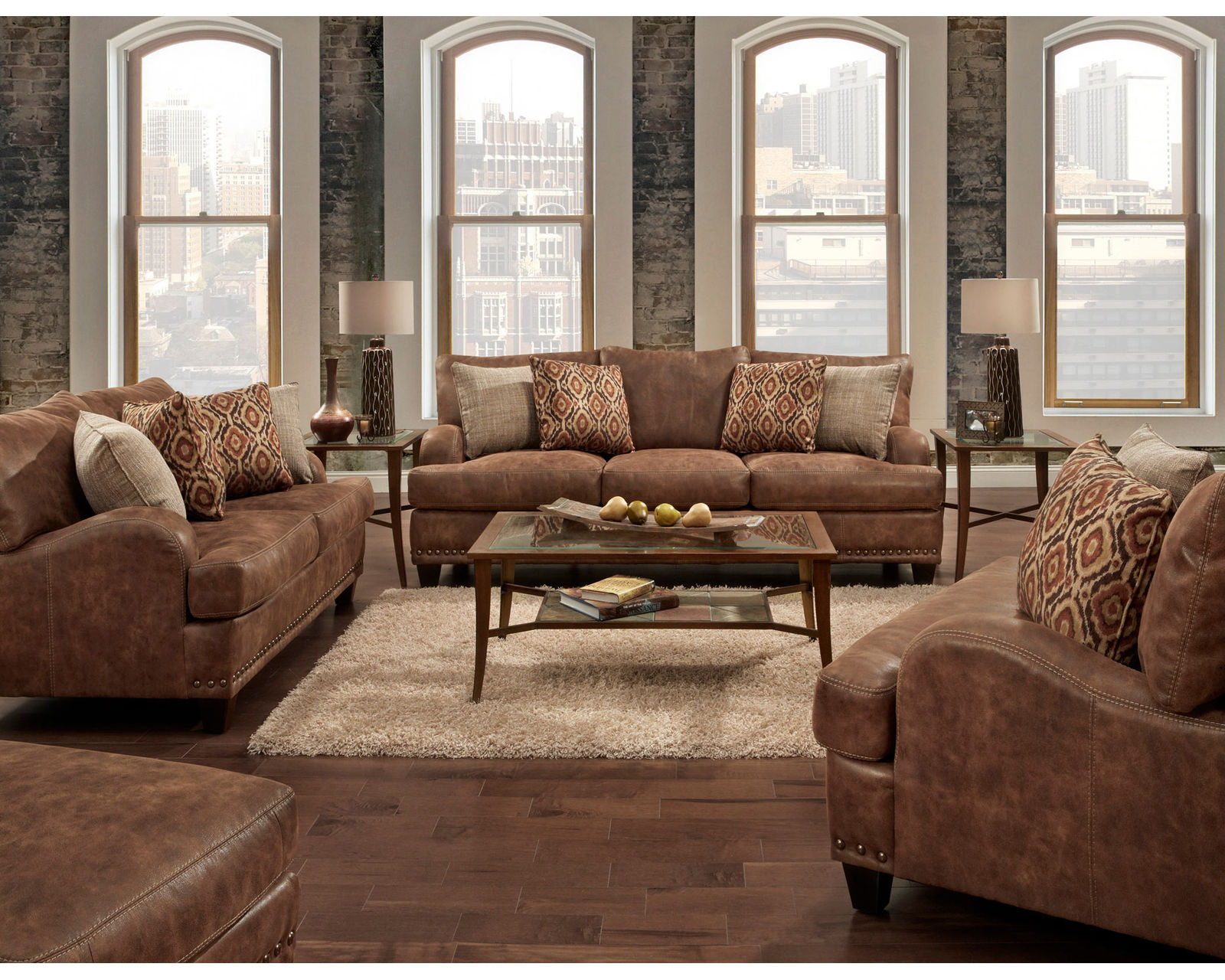 Indira 848 Faux Leather Fabric Sofa (93") Includes Pillows - Image 32