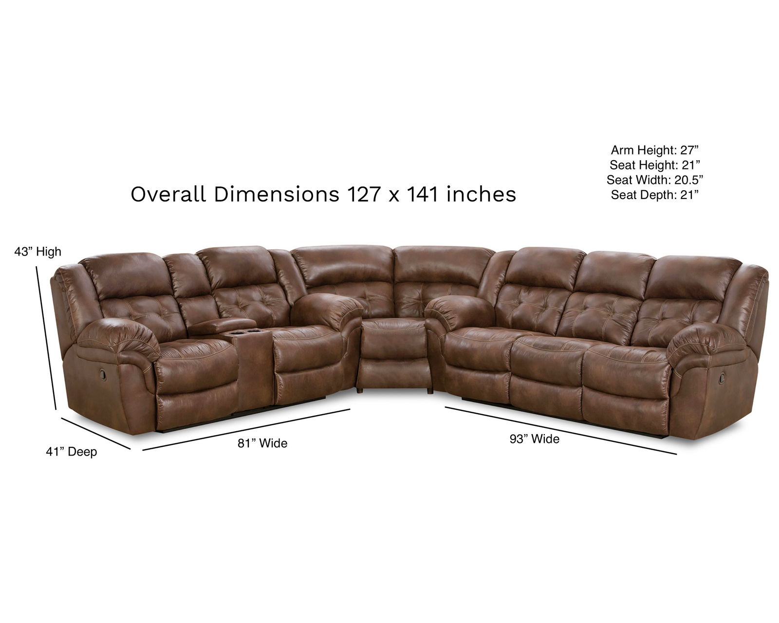Haven Three Piece Reclining Sectional Espresso (In stock) - Image 3