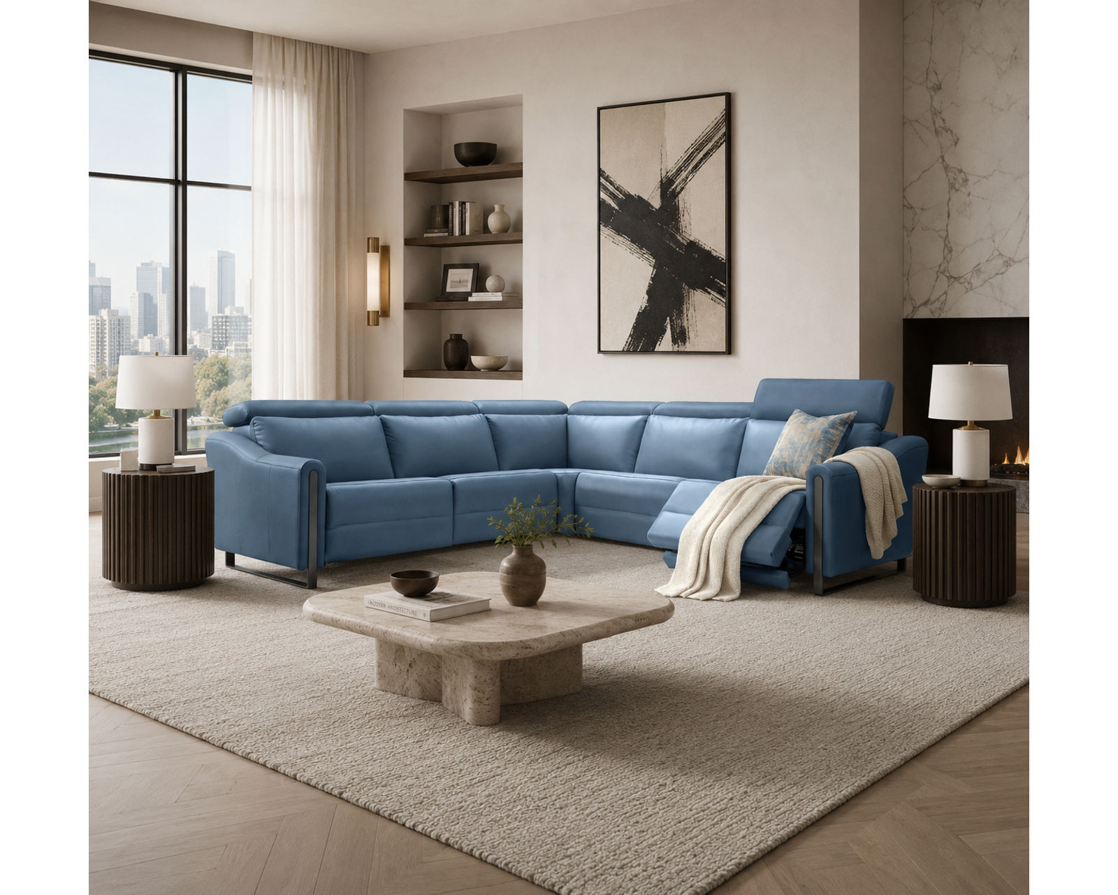 John F087 Power Headrest Power Reclining Sectional (standard and wide seat widths) +140 leathers - Image 2