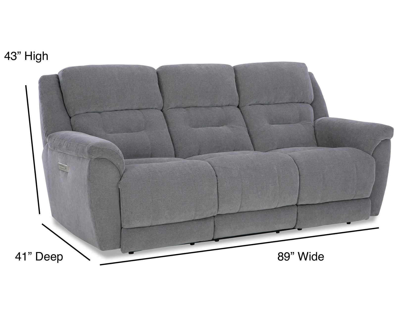 Knockout 89" Zero Gravity Triple Power Reclining Sofa Grey (In stock) - Image 4