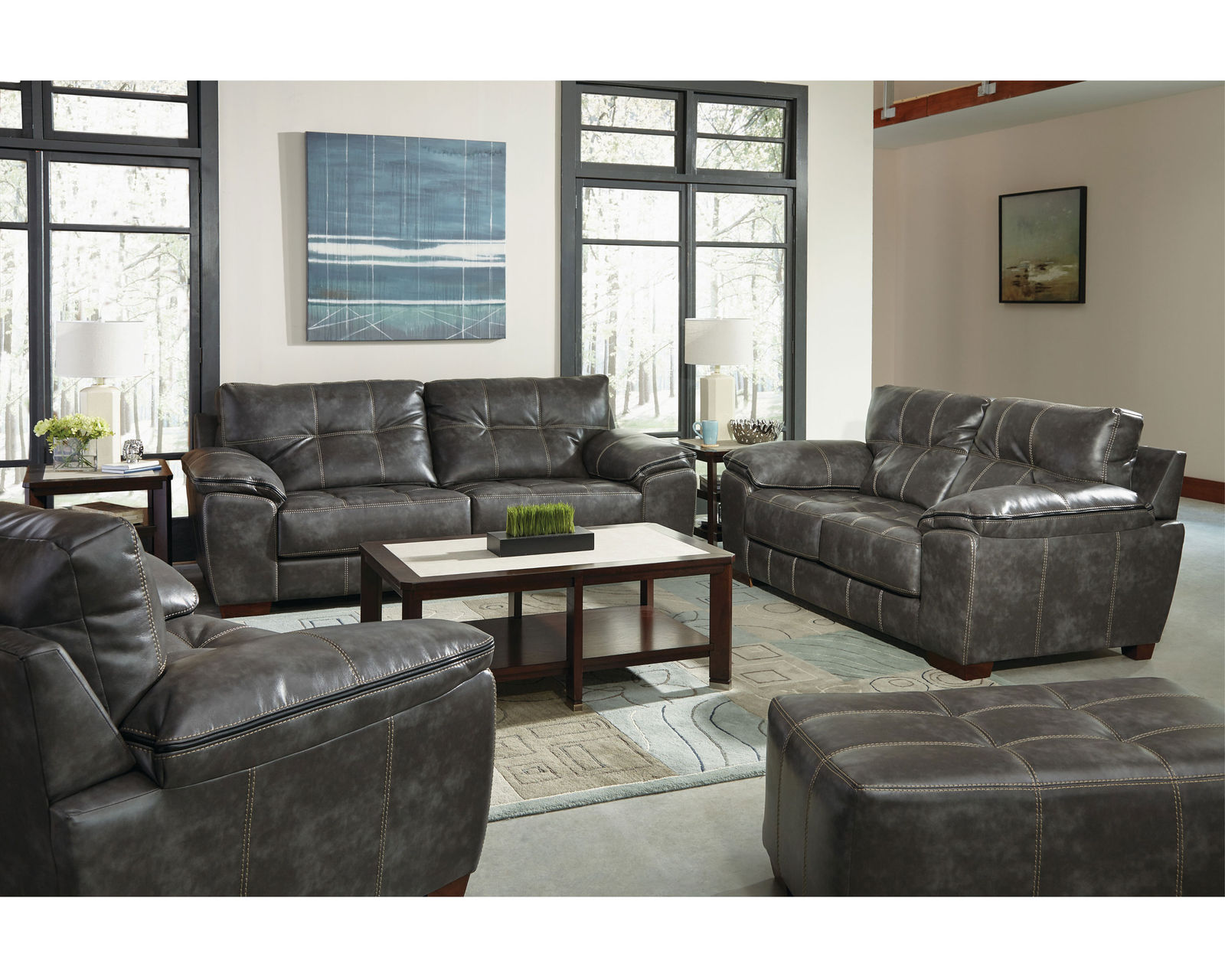 Hudson 97" Faux Leather Sofa (Includes Pillows) - 2 Colors - Image 32